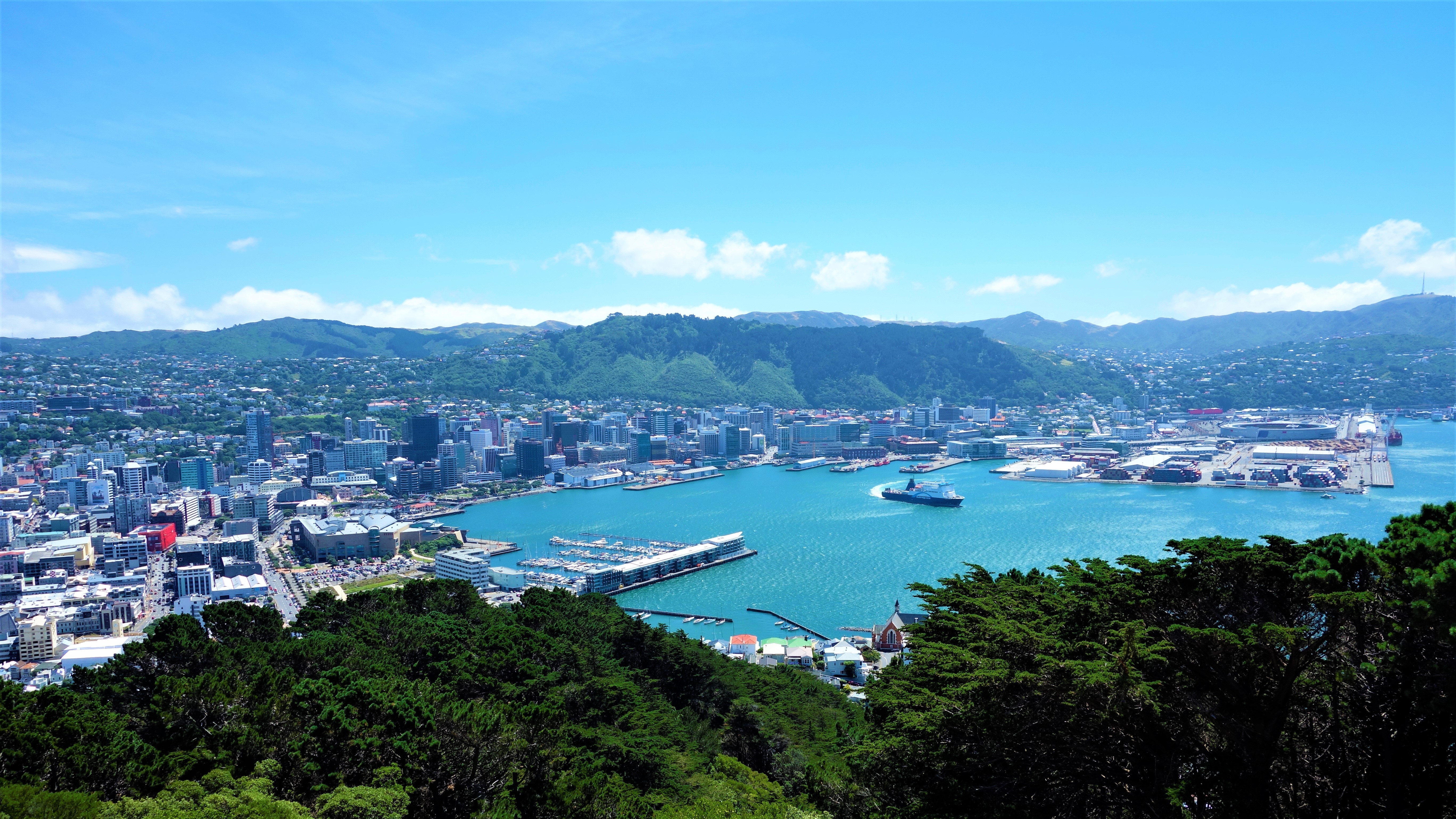 Wellington, New Zealand cityscape and harbor HD Wallpaper