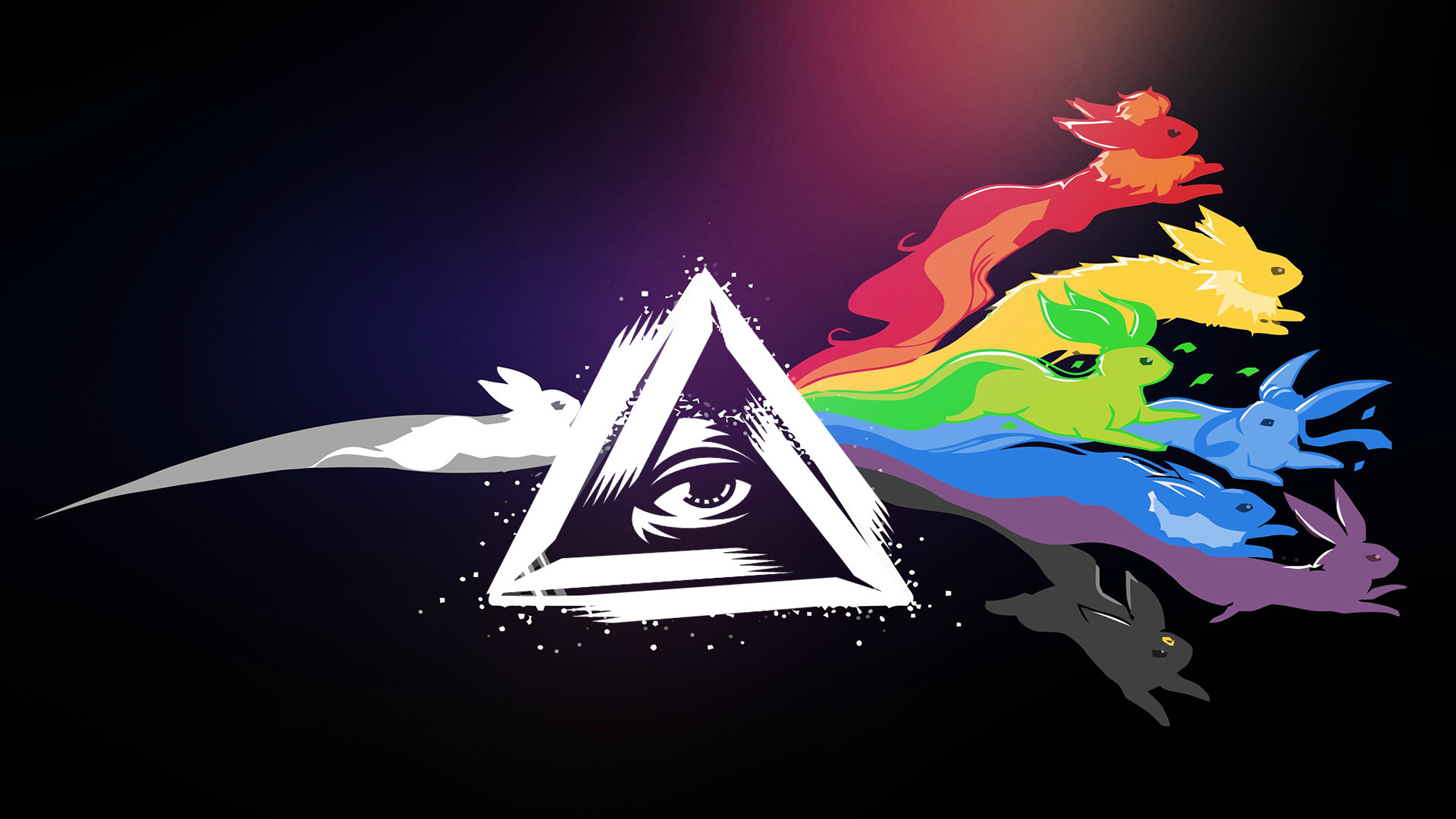 Eevee evolutions and the All-Seeing Eye prism HD Wallpaper