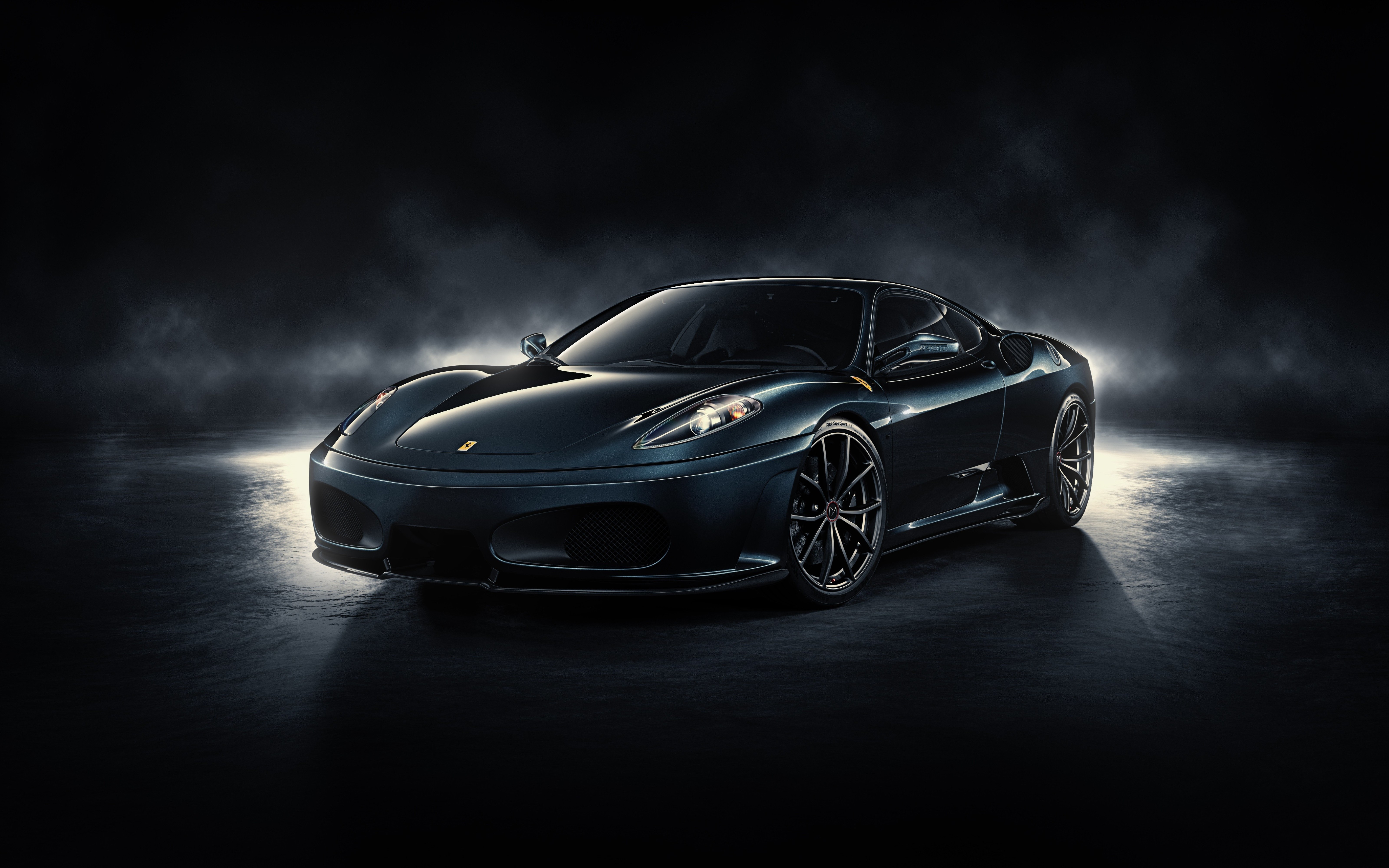 Dark Ferrari F430 Supercar in Dramatic Lighting HD Wallpaper