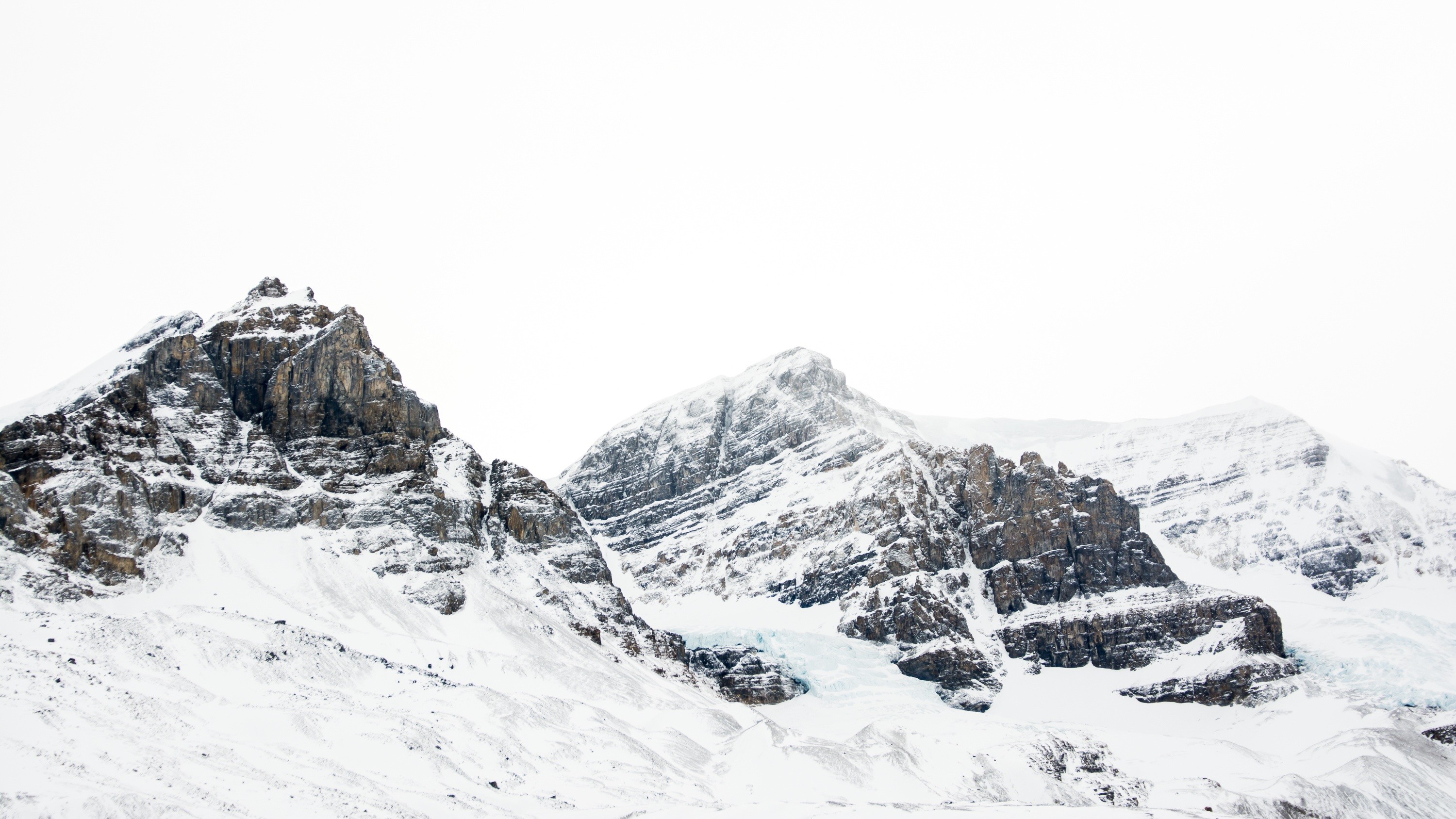 Snow-covered Canadian Rocky Mountains landscape HD Wallpaper