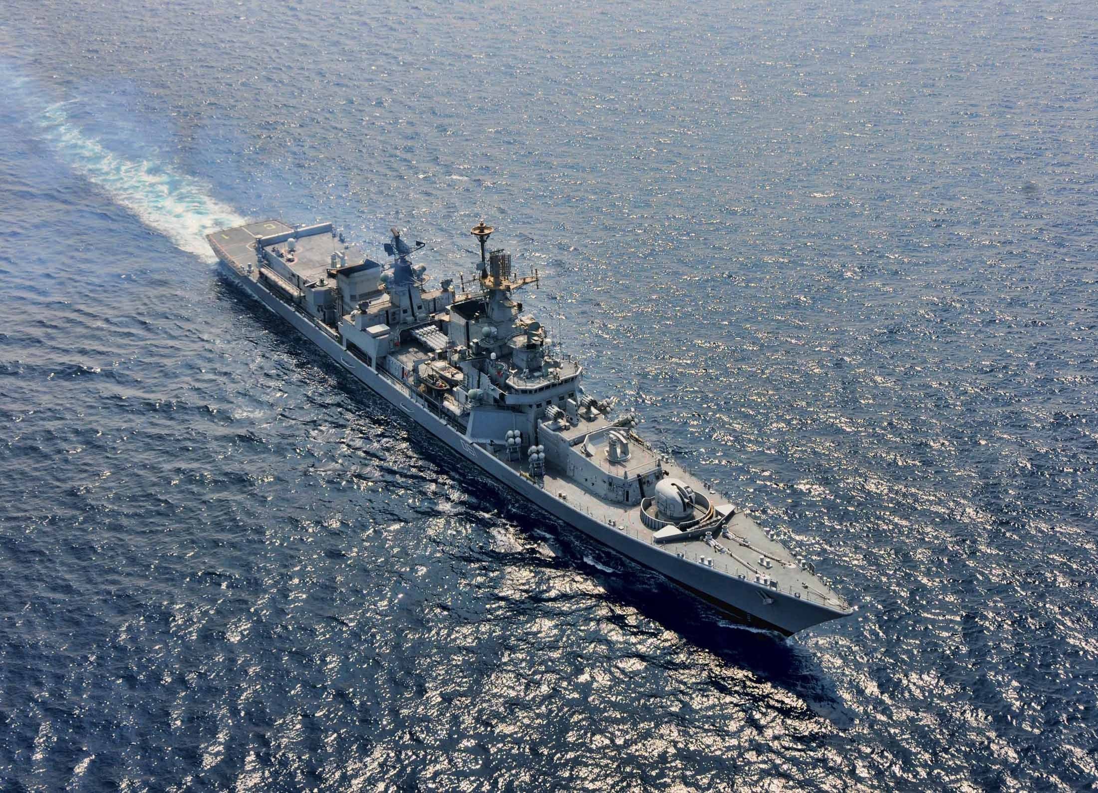Indian Navy INS Delhi class destroyer at sea HD Wallpaper