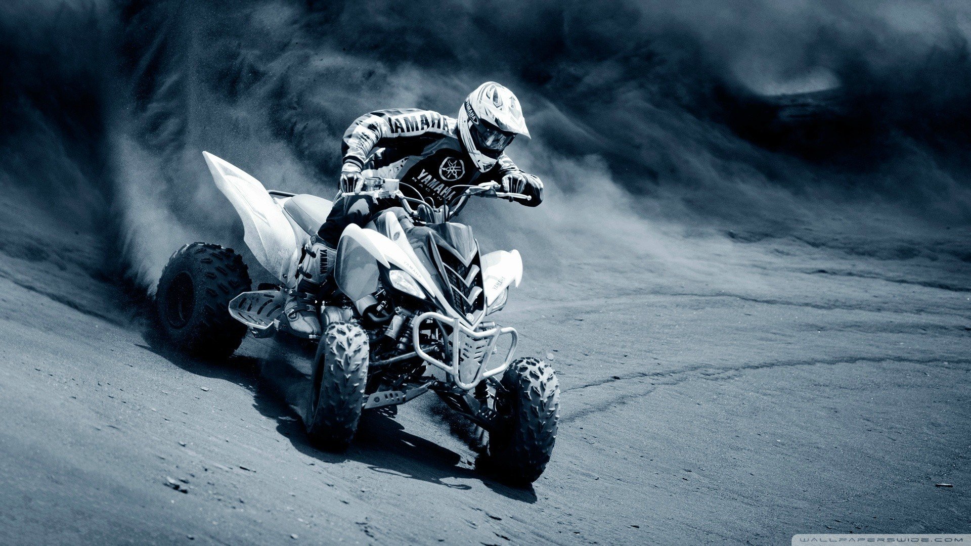 Yamaha Quad Rider in Dust HD Wallpaper