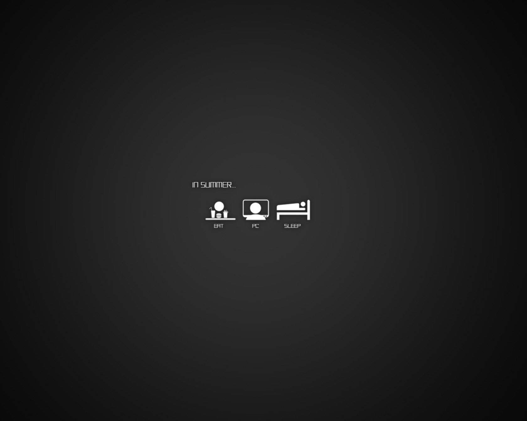 Summer activities: Eat, PC, Sleep icons HD Wallpaper