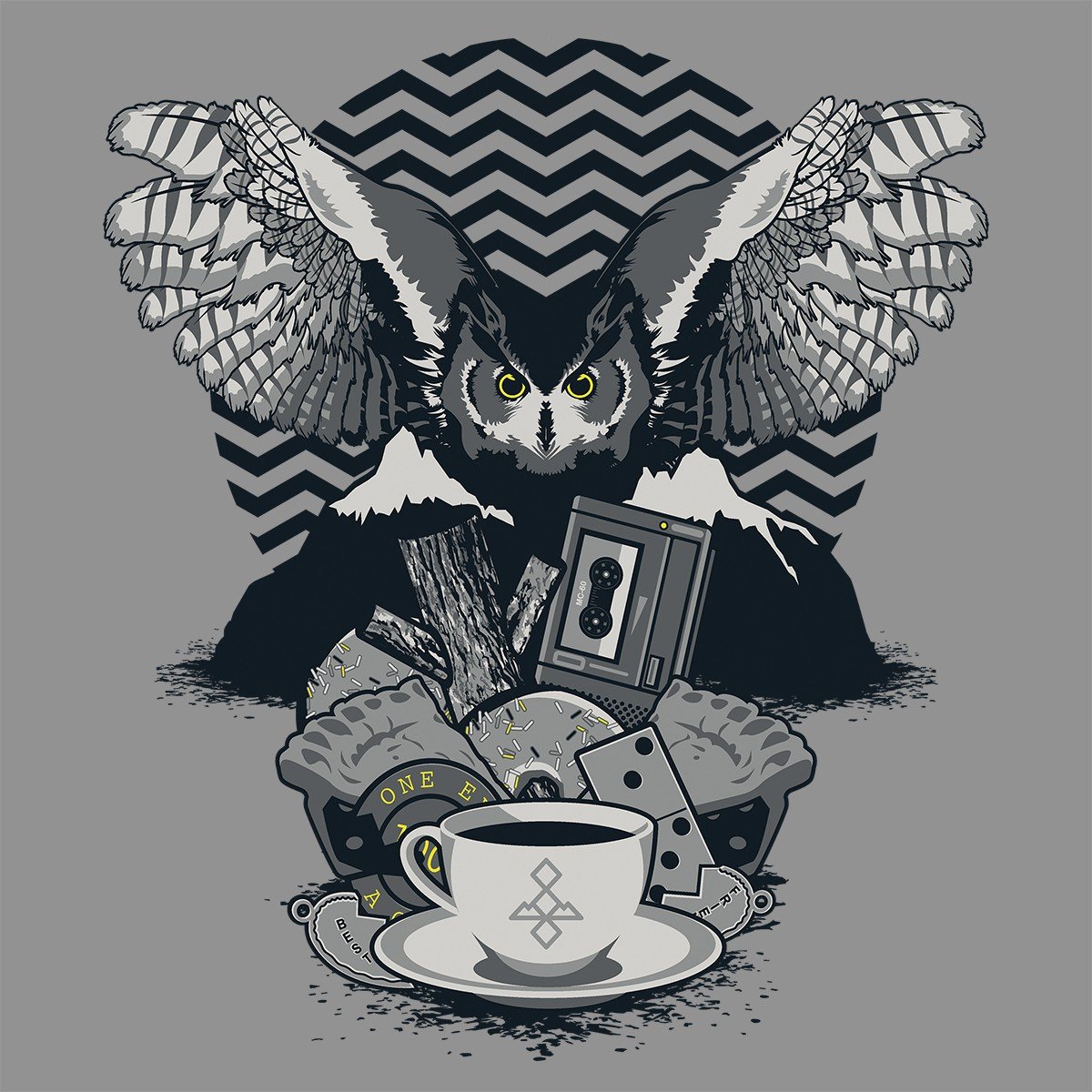 Owl, Mountains, Coffee, Donuts, Cassette Tape, Dominoes HD Wallpaper