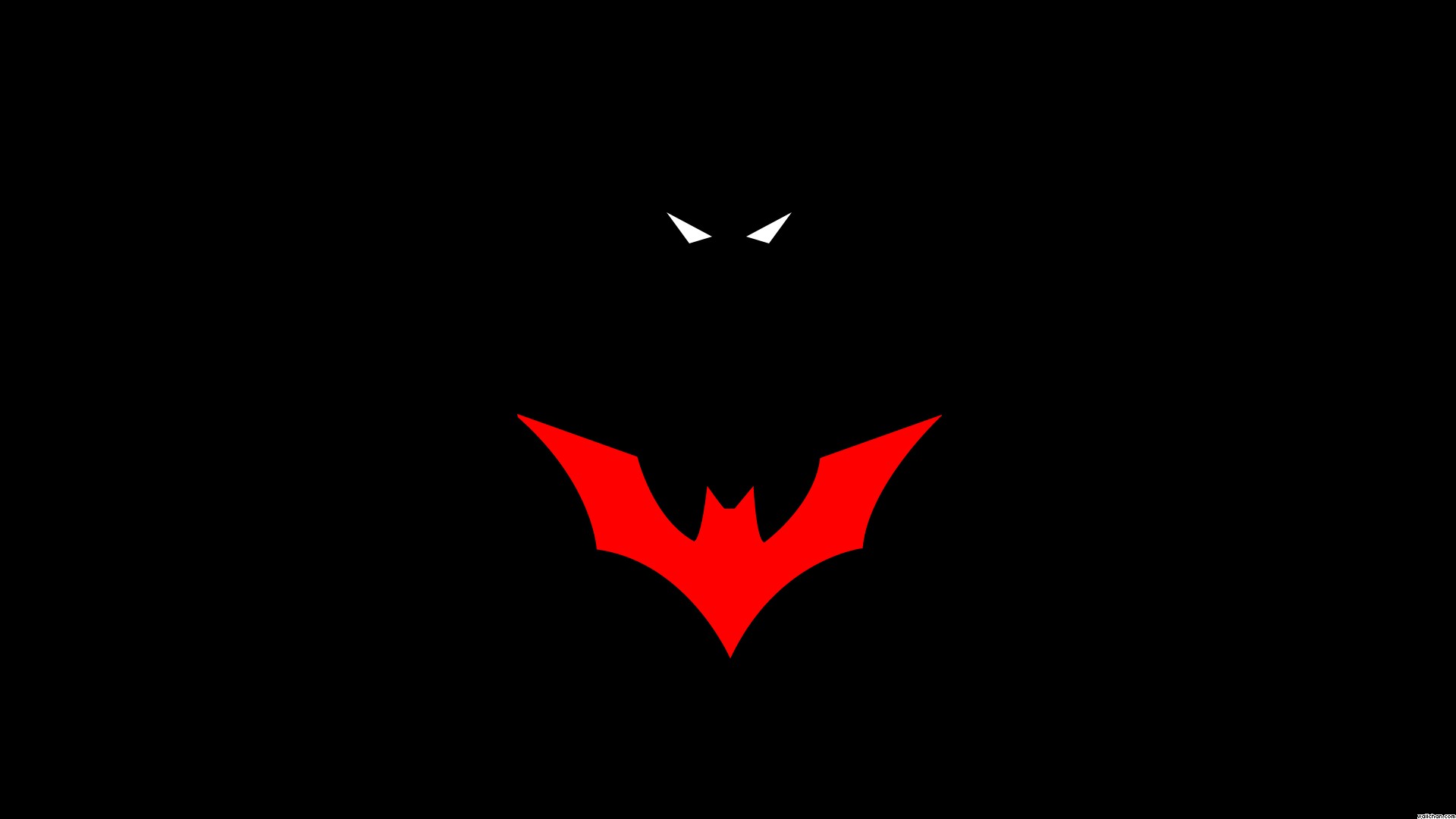 Red Batman Symbol with White Eyes on Black HD Wallpaper
