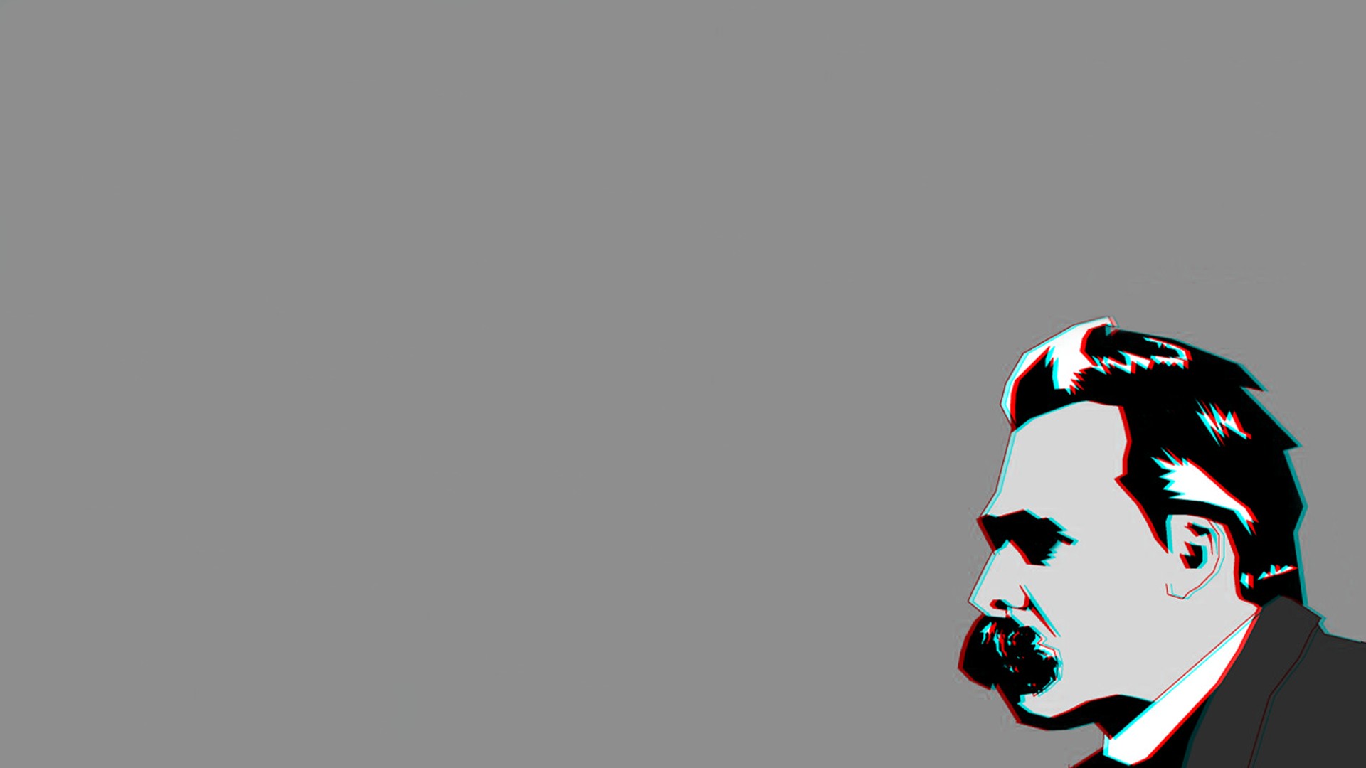 Friedrich Nietzsche portrait with chromatic aberration HD Wallpaper