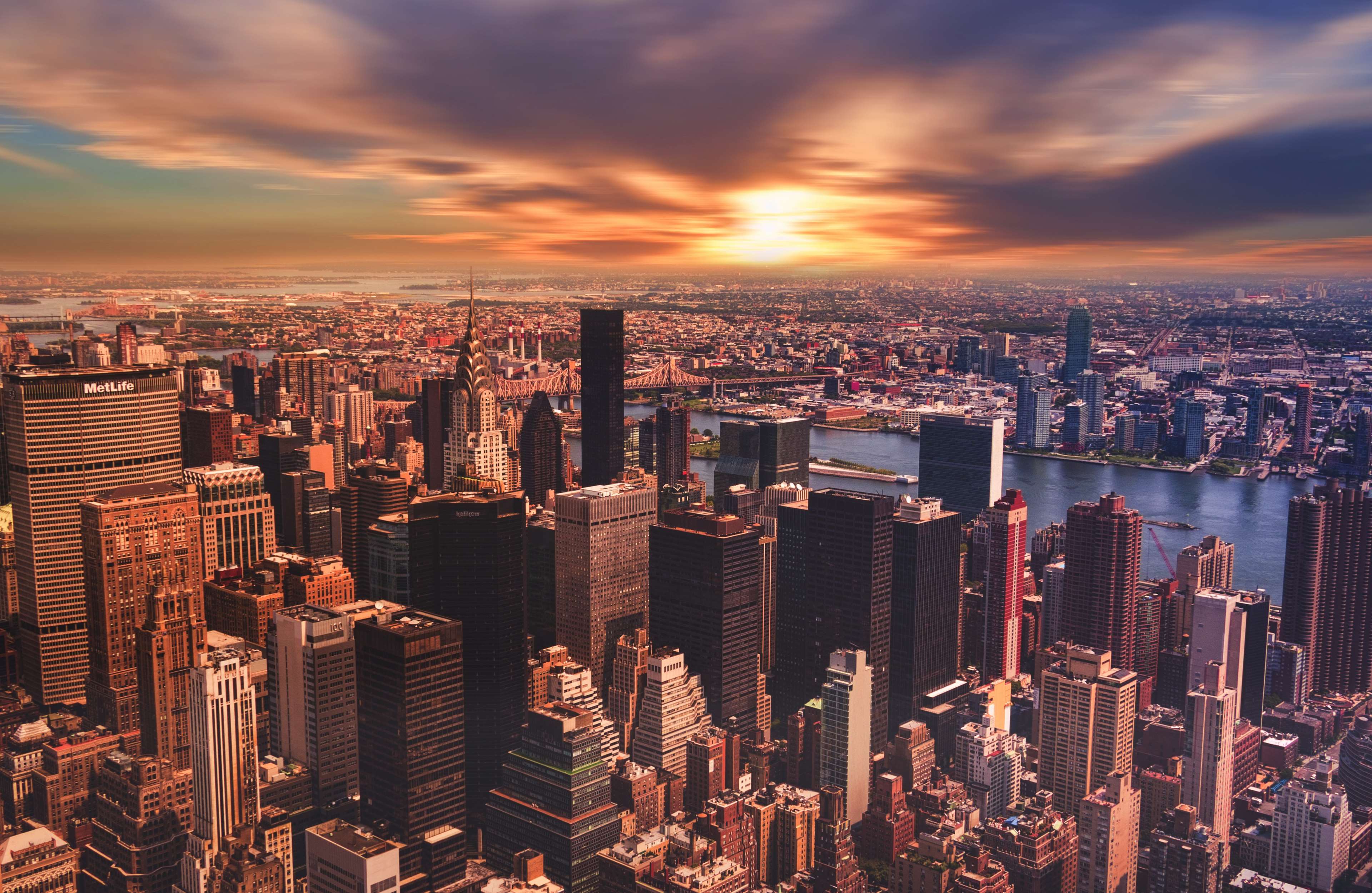 New York City Skyline at Sunset 4K HD Wallpaper