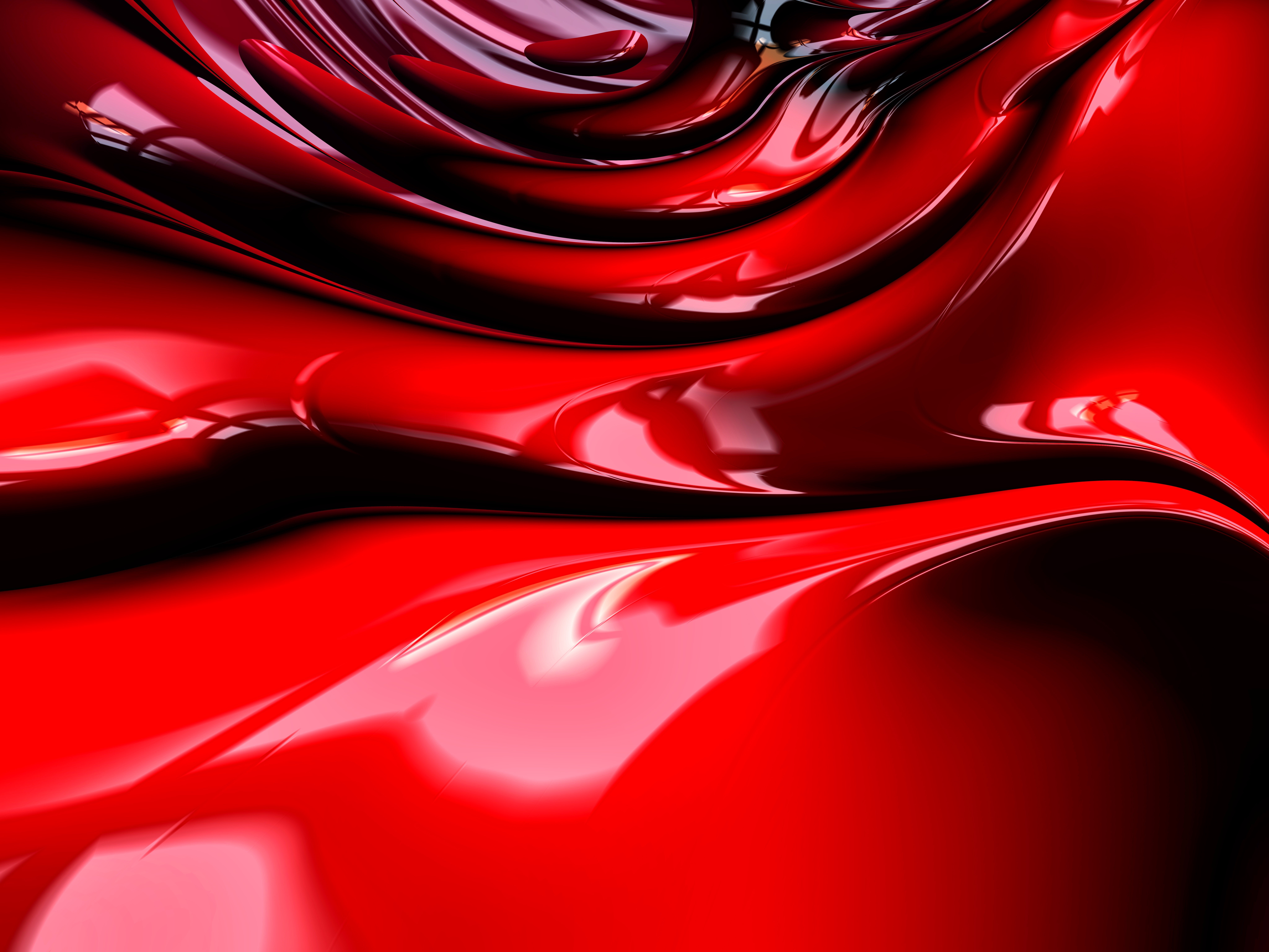 Abstract red fractal surface with flowing shapes HD Wallpaper
