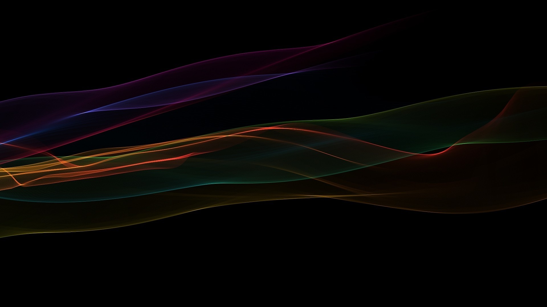 Colorful abstract smoke waves on black background HD Wallpaper