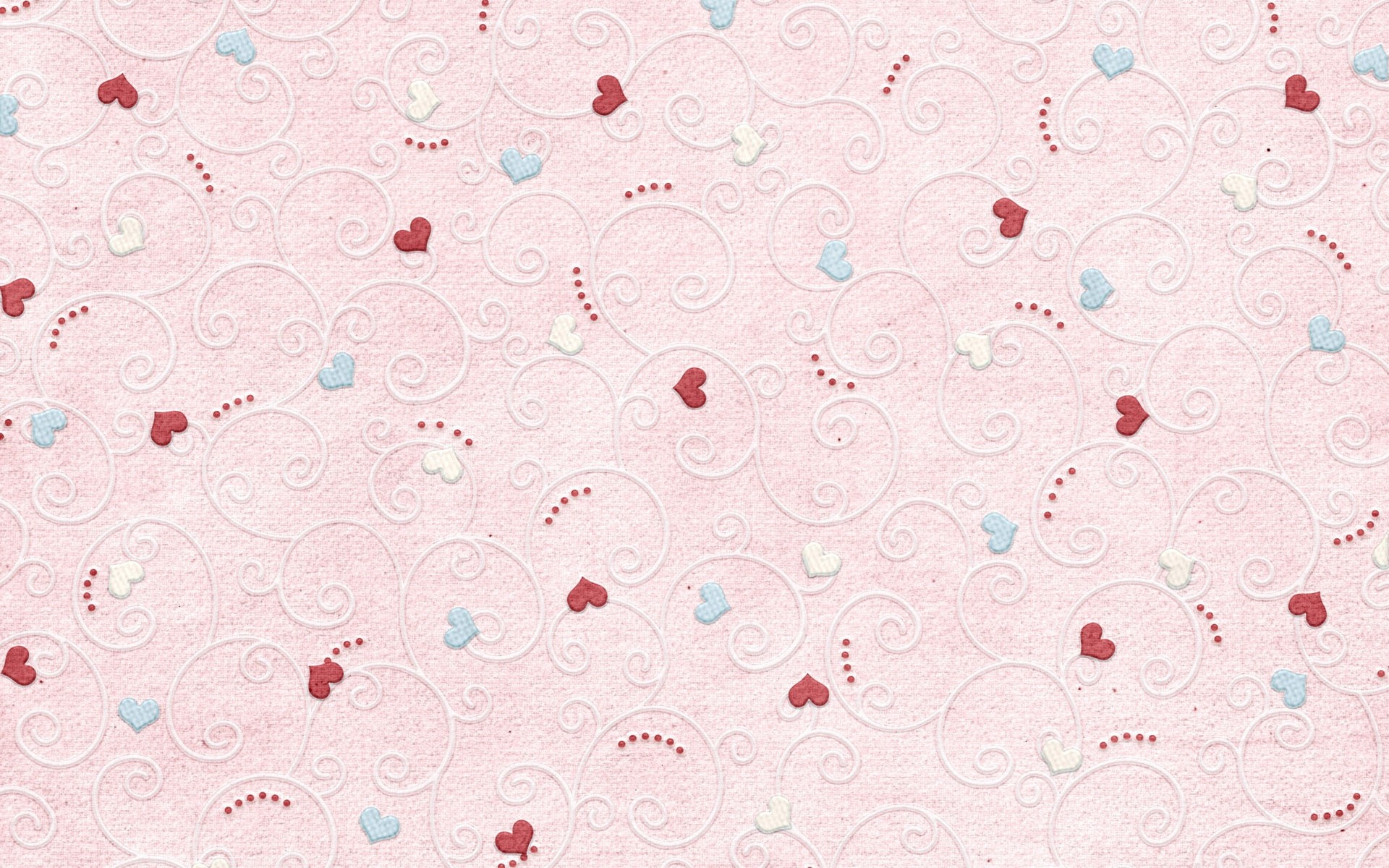 Pink textured background with hearts and swirls pattern HD Wallpaper