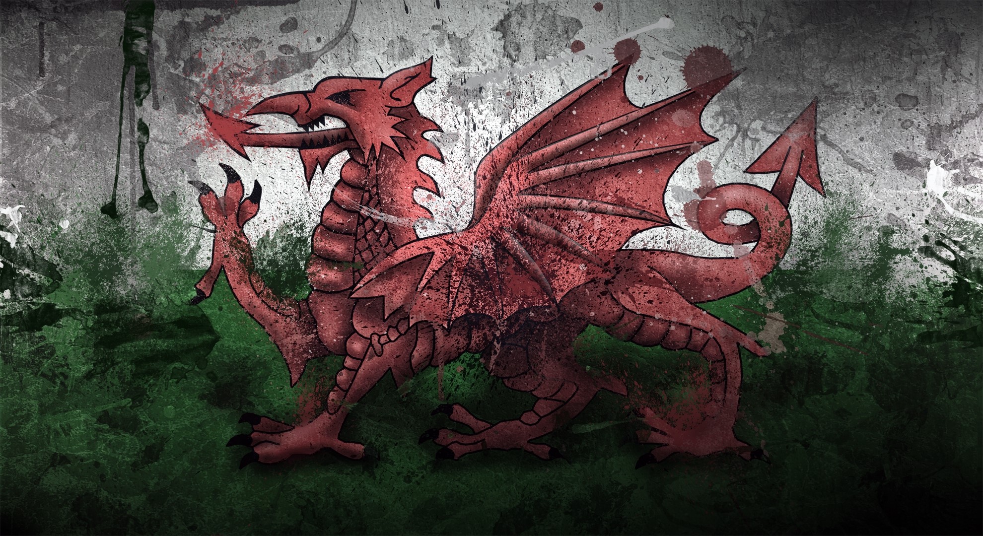 Red Dragon on the Welsh Flag HD Wallpaper