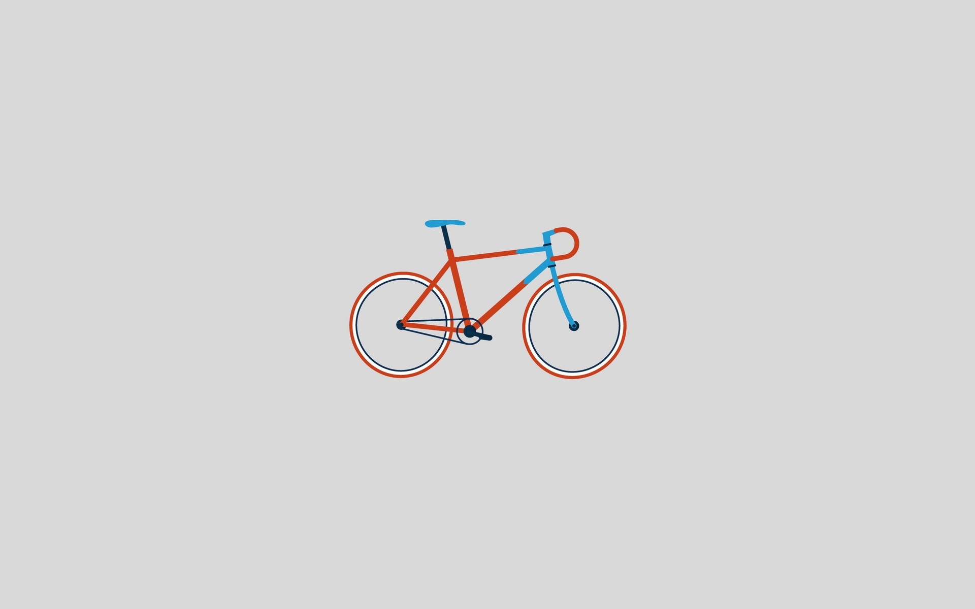 Minimalist drawing of a red and blue bicycle HD Wallpaper