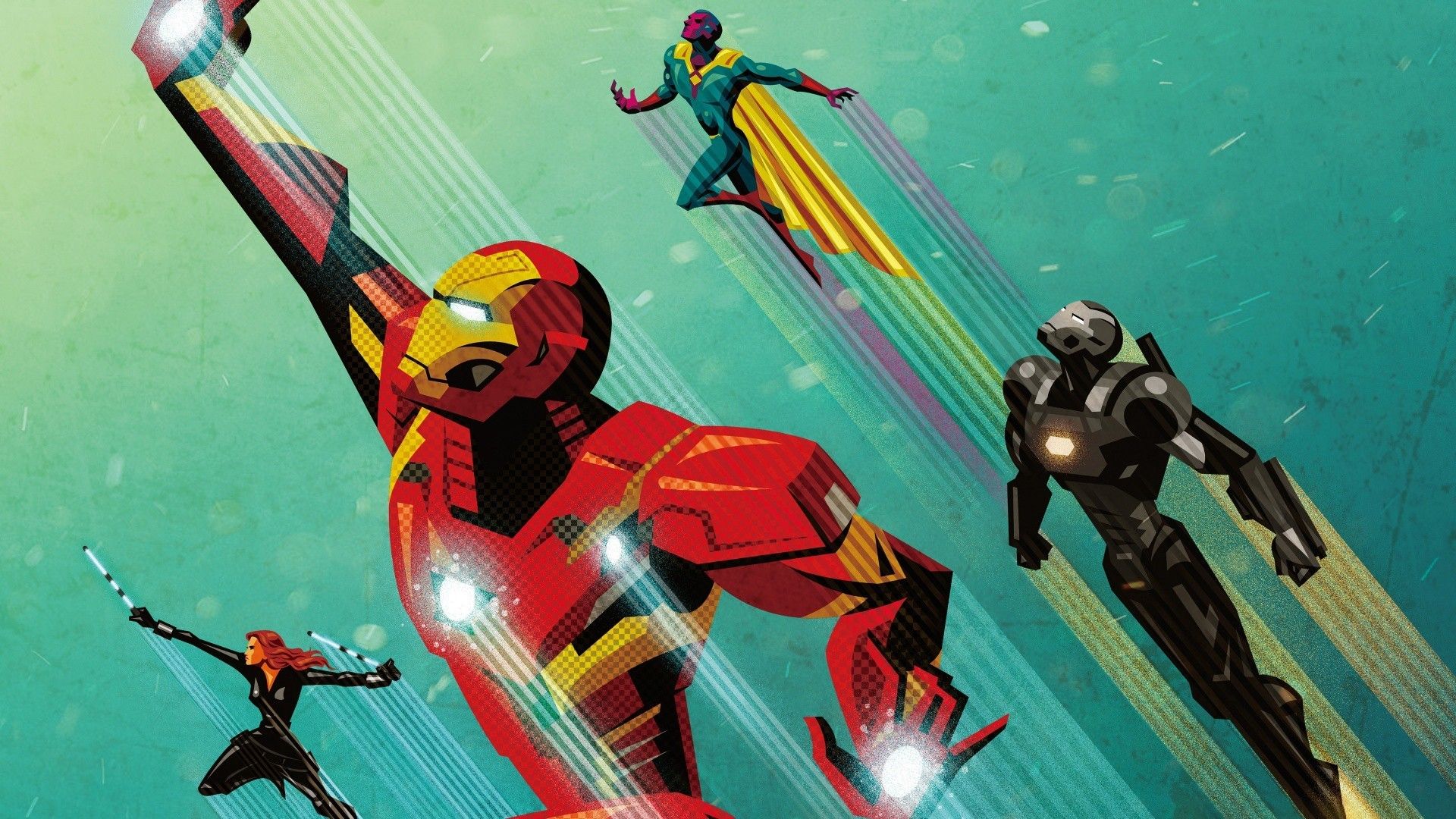 Iron Man, War Machine, Vision, and Black Widow from Marvel HD Wallpaper
