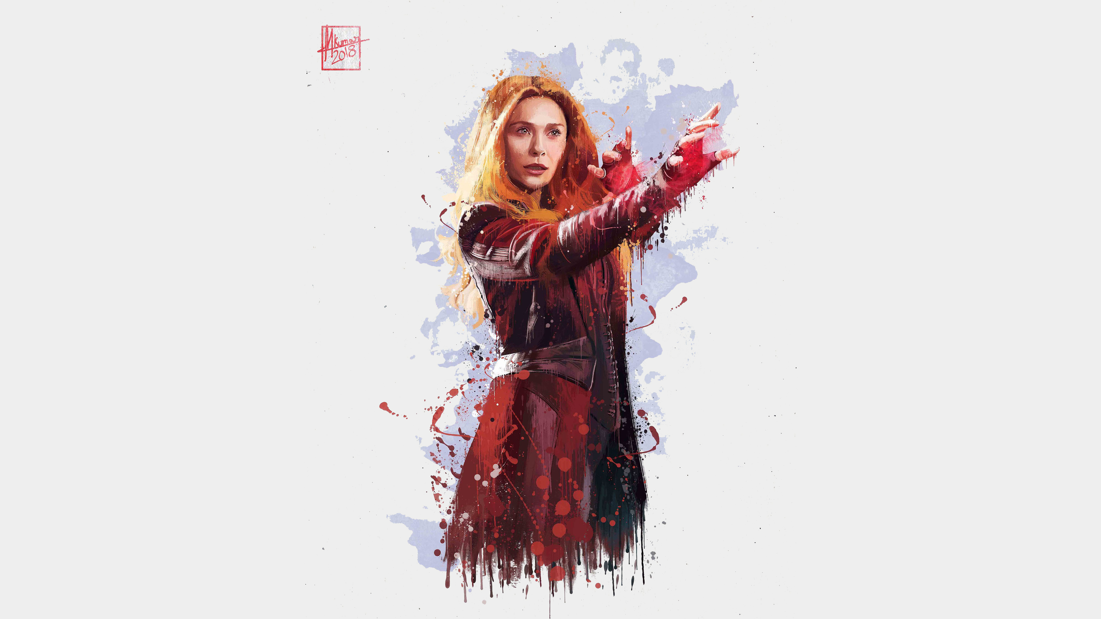 Scarlet Witch from Avengers Infinity War artwork HD Wallpaper