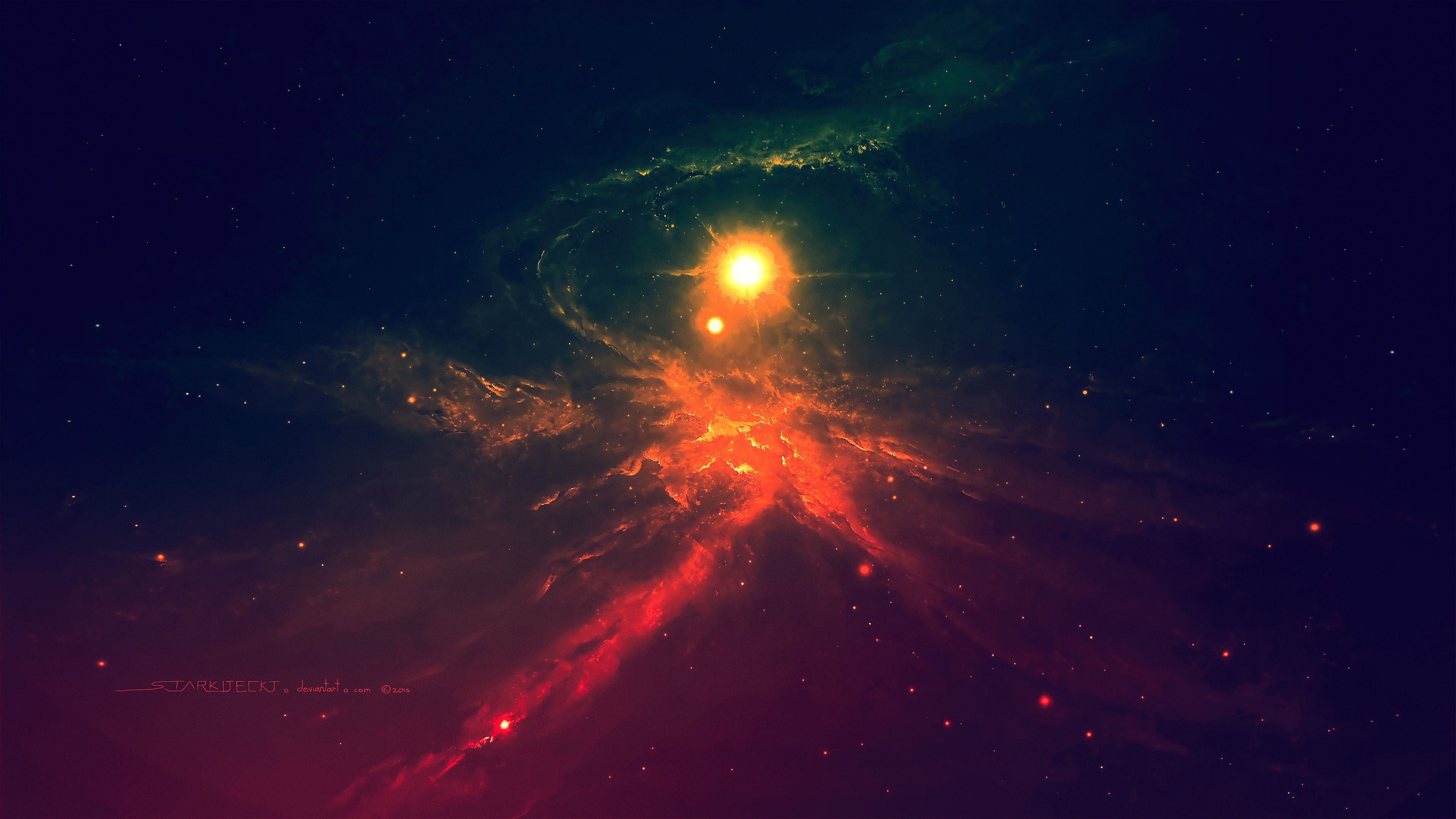 Galaxy with bright sun and nebula HD Wallpaper