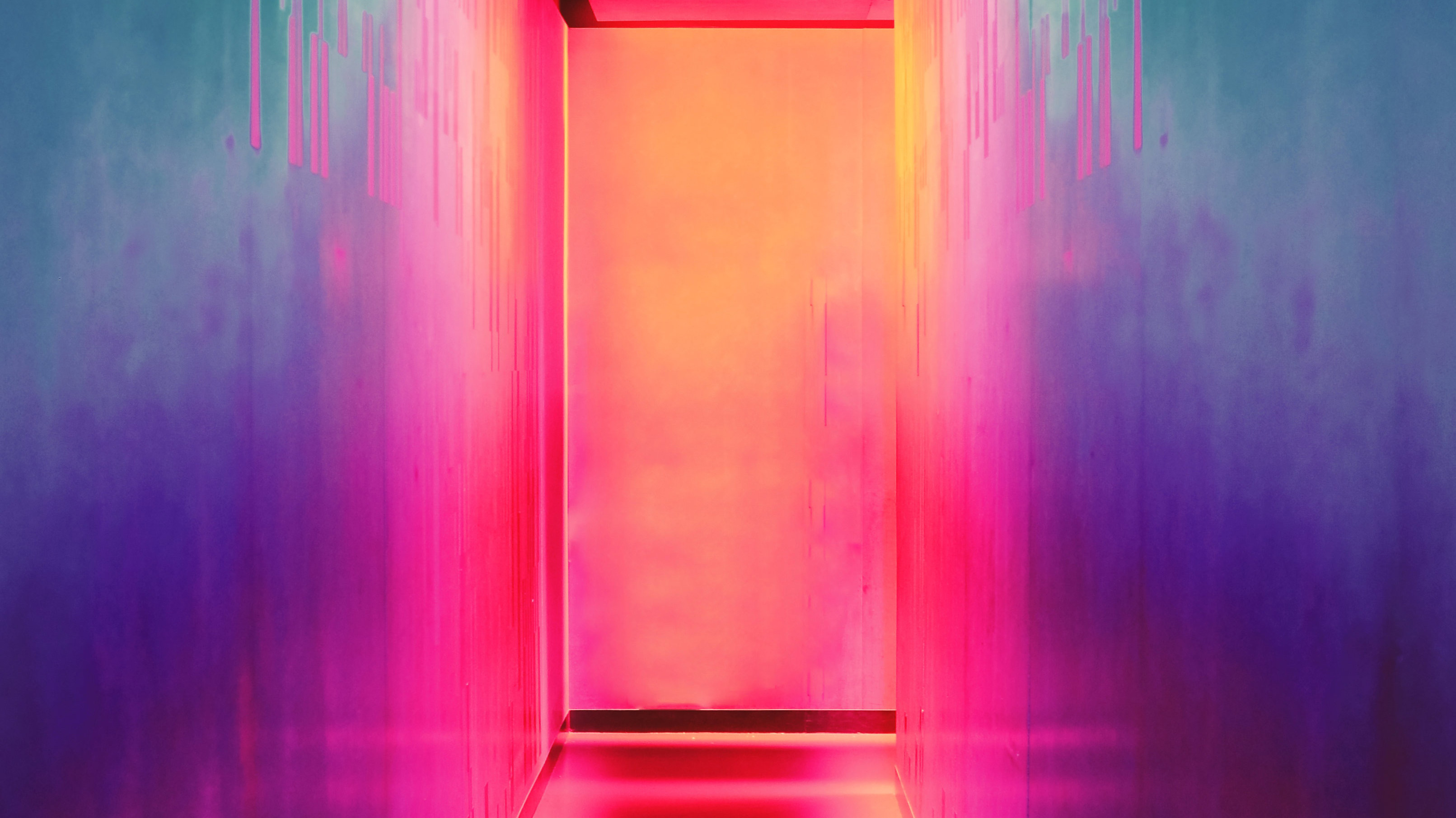 Hallway with colorful neon lights HD Wallpaper