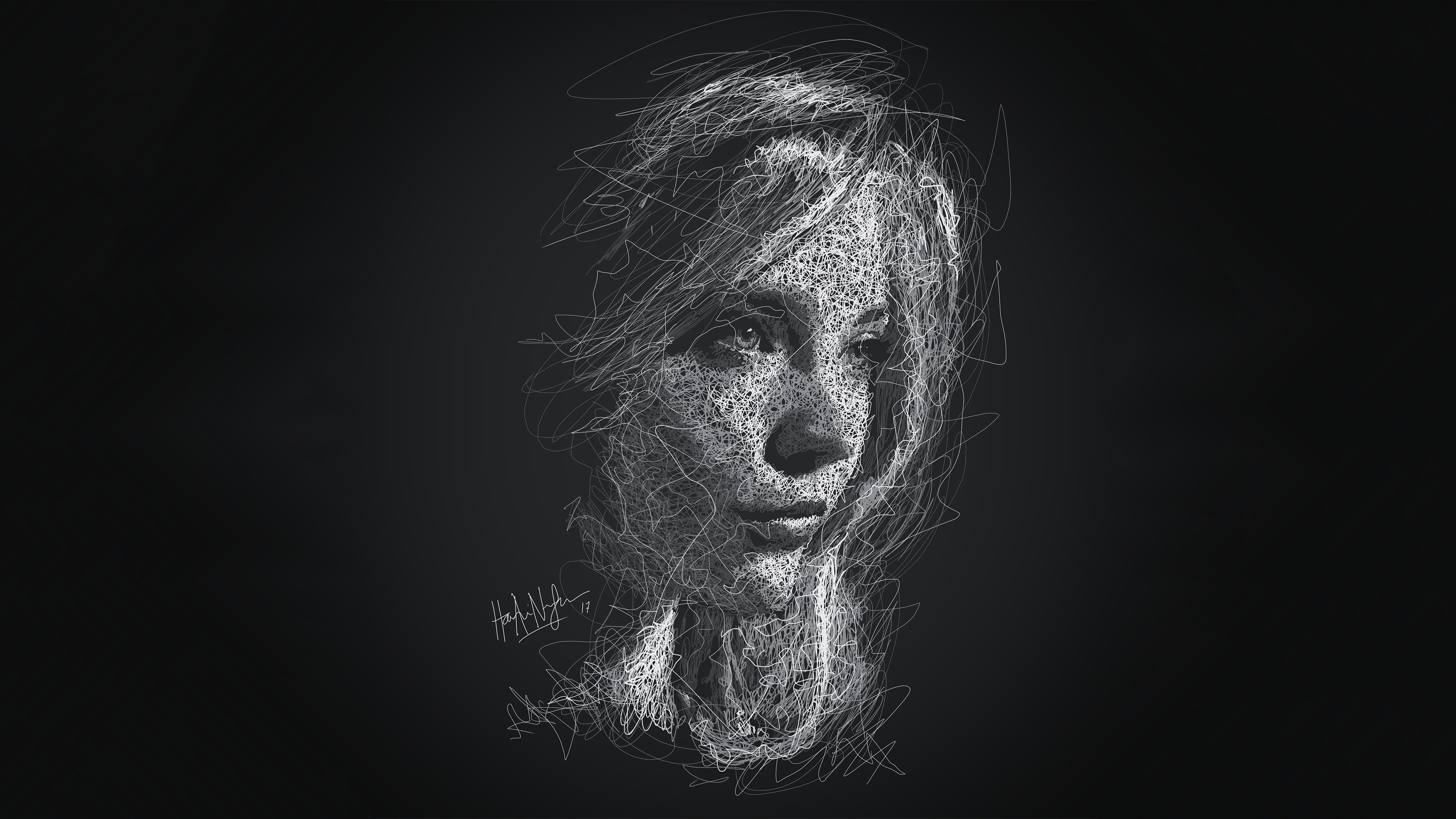 Natalie Dormer Abstract White Sketch 4K Art HD Wallpaper