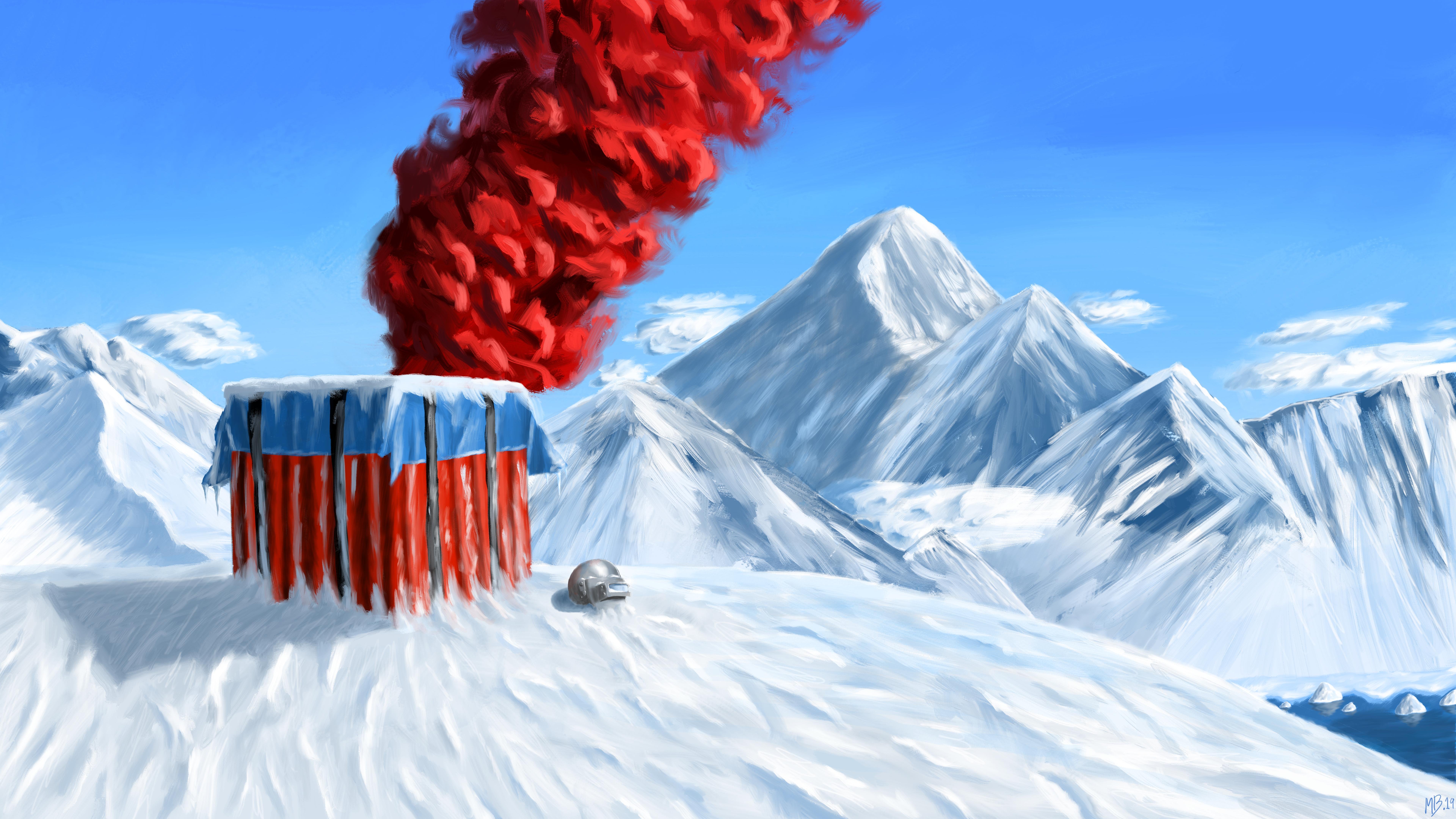 PUBG Airdrop in Snowy Mountains 4K HD Wallpaper