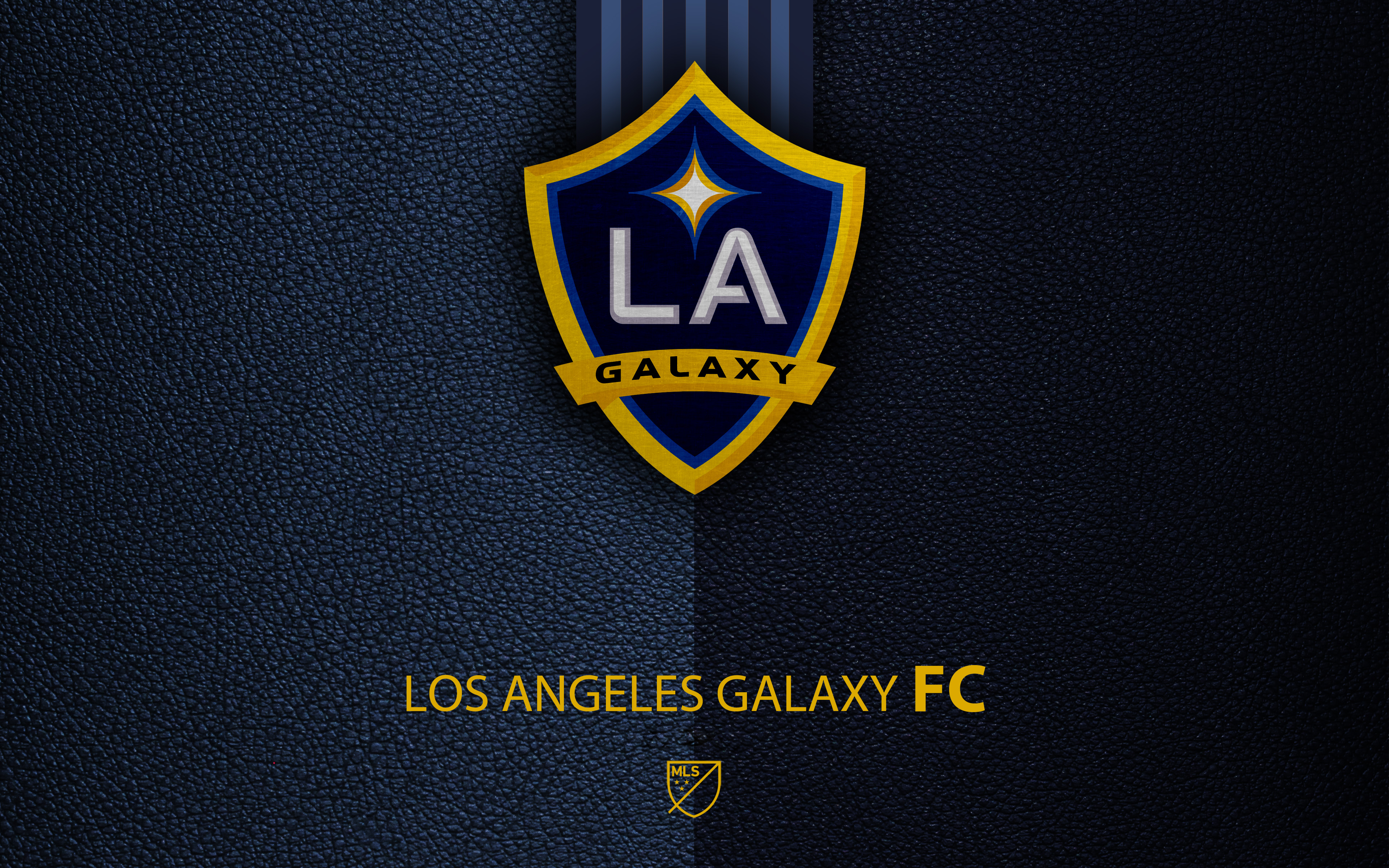 LA Galaxy FC logo and text on dark background HD Wallpaper