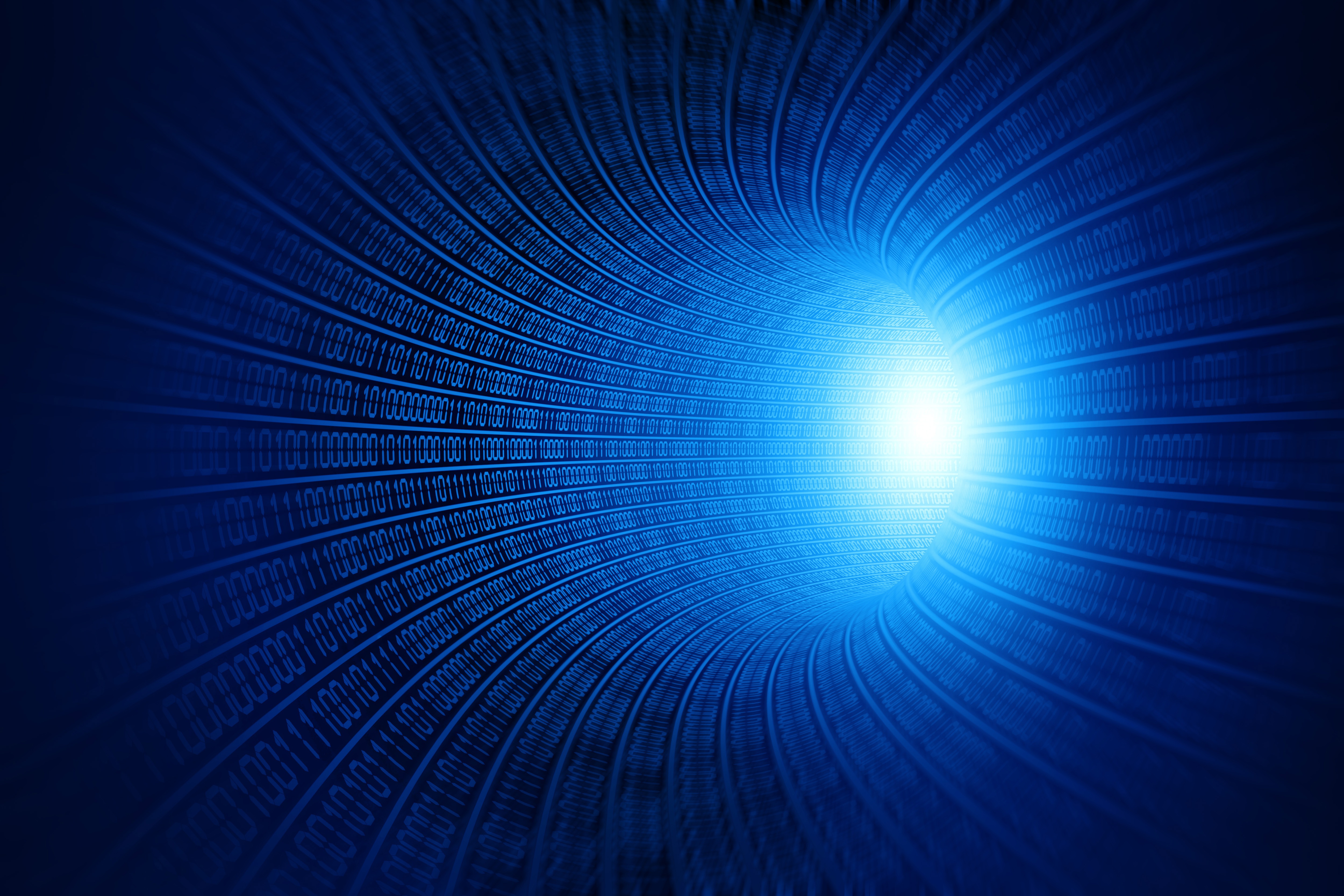 Blue Tunnel with Streaming Binary Code HD Wallpaper