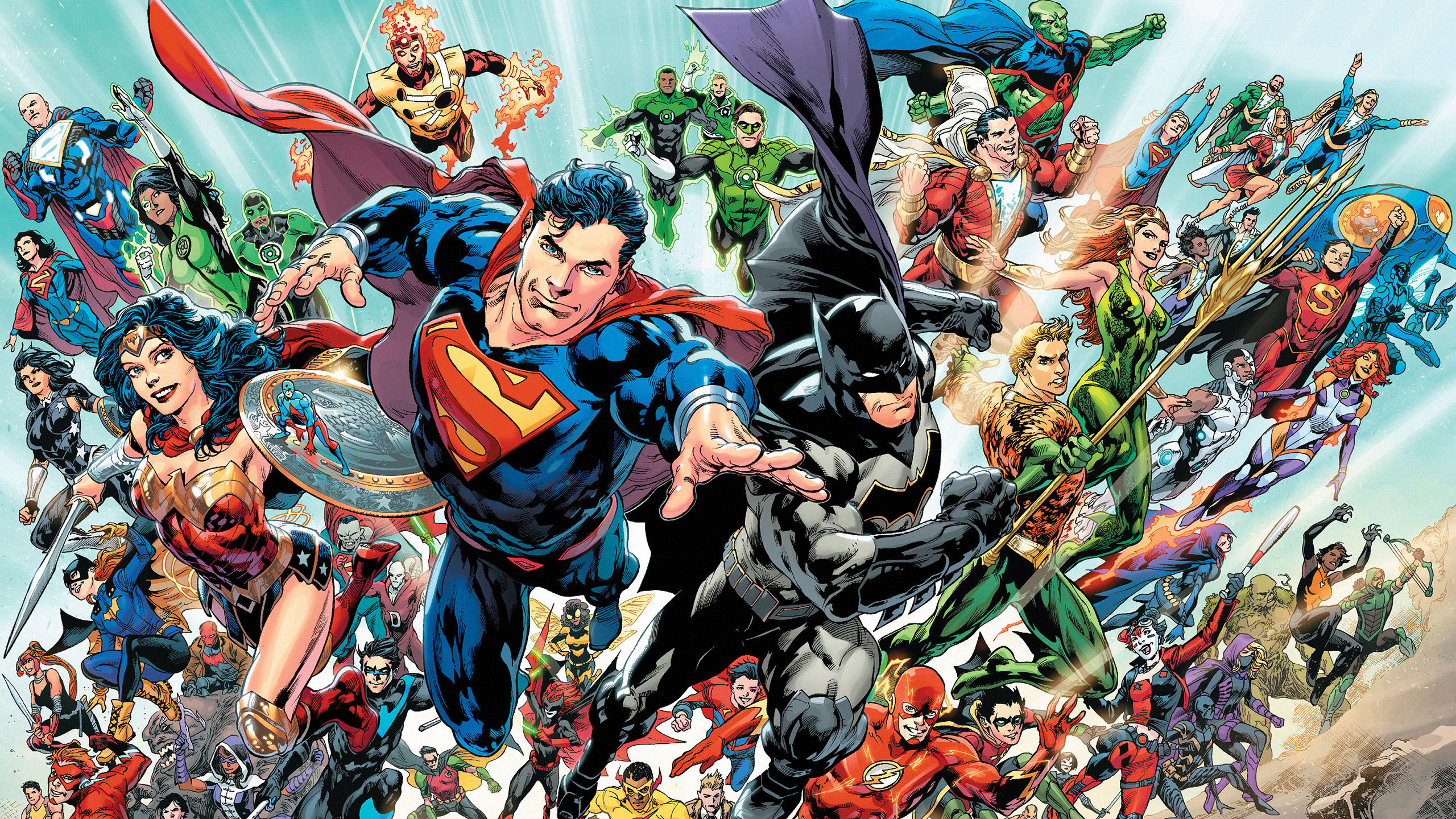 Justice League characters including Superman, Batman, and Wonder Woman HD Wallpaper