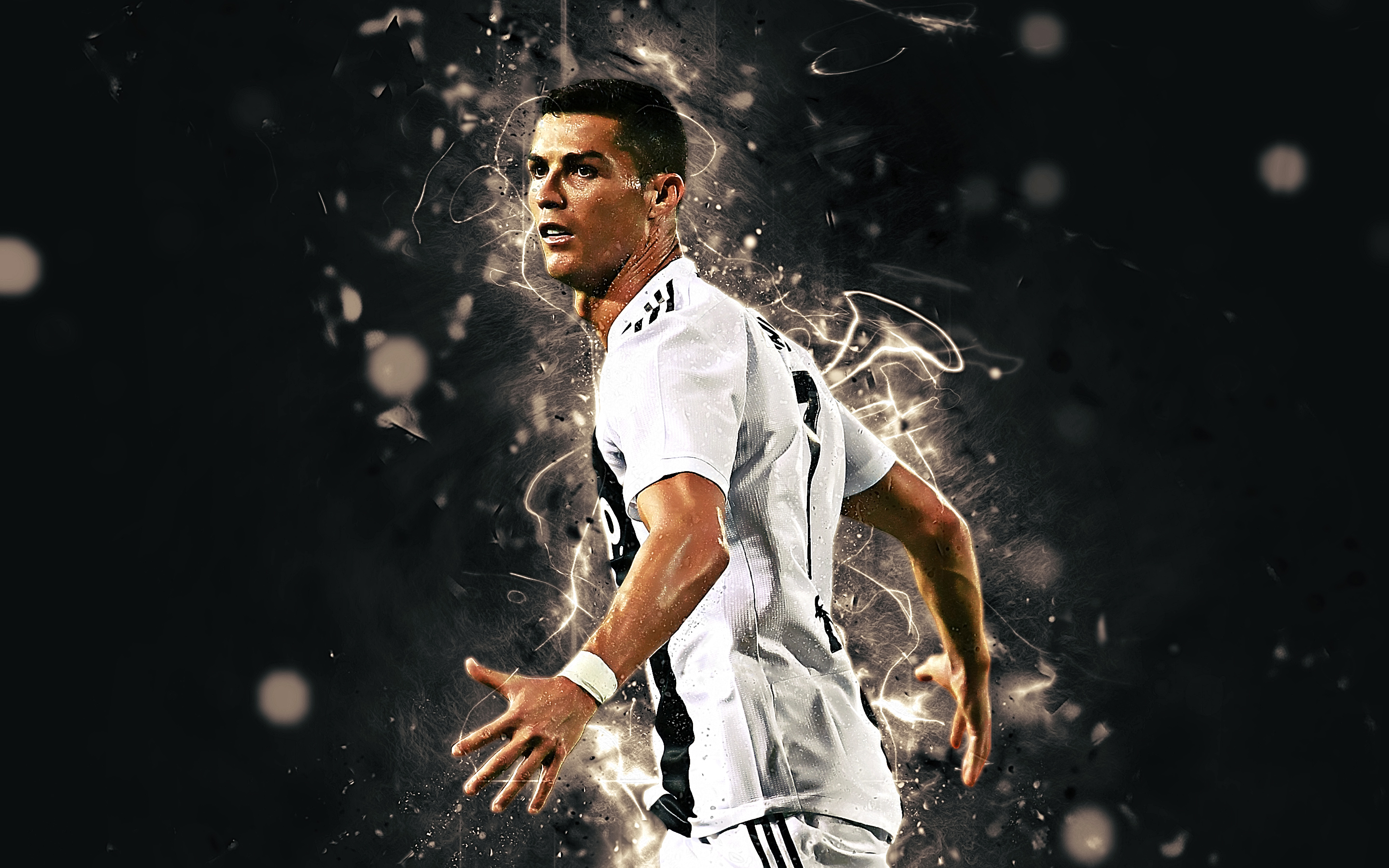 Cristiano Ronaldo in Juventus F.C. Kit Action Pose HD Wallpaper