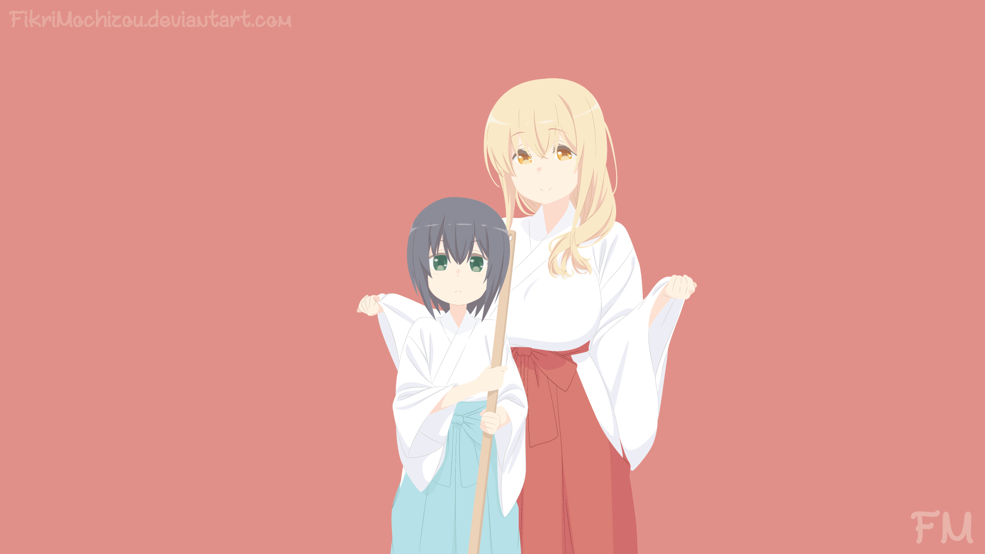 Two shrine maidens from Miss Caretaker of Sunohara-sou HD Wallpaper