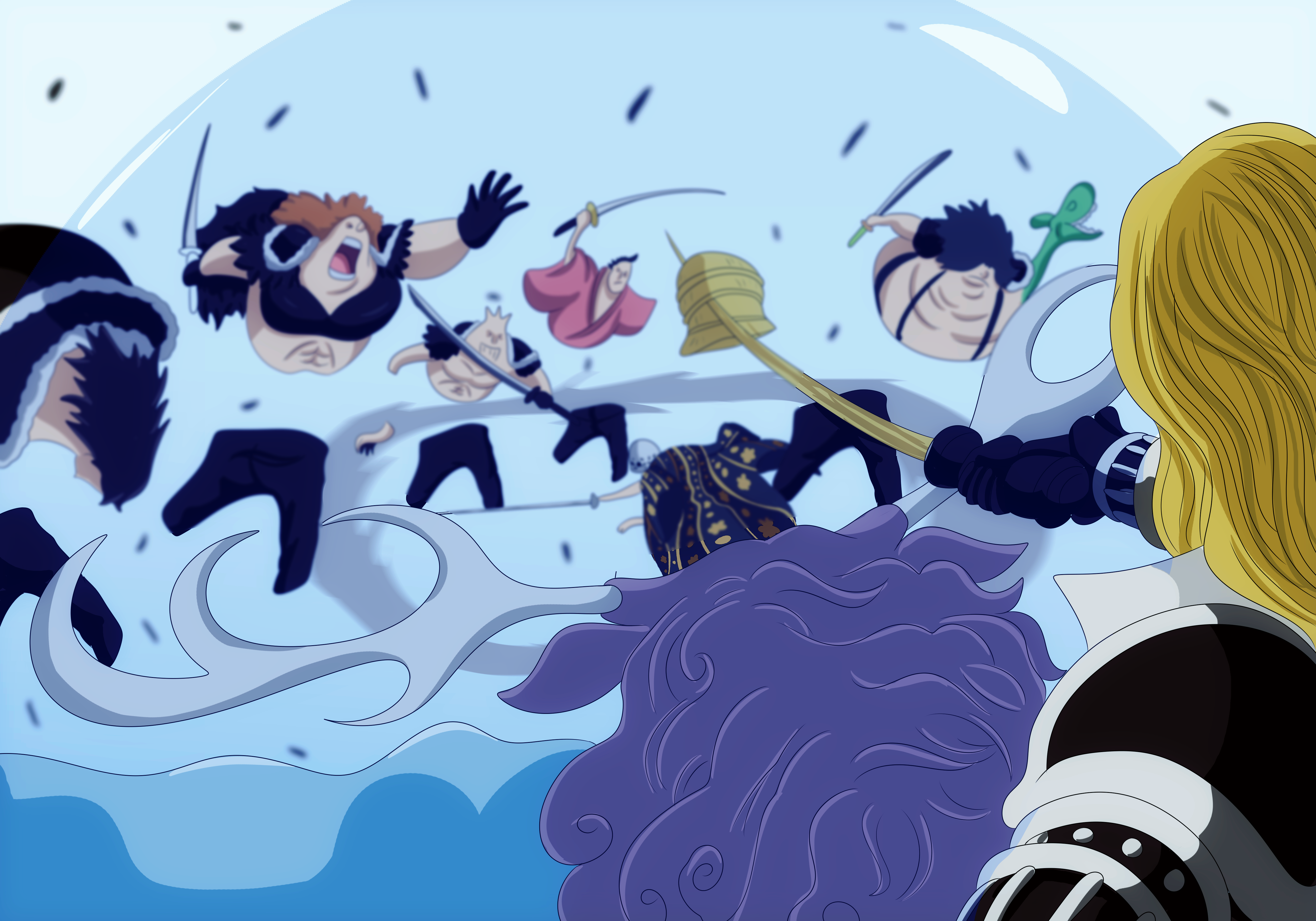 Basil Hawkins and Trafalgar Law fighting HD Wallpaper