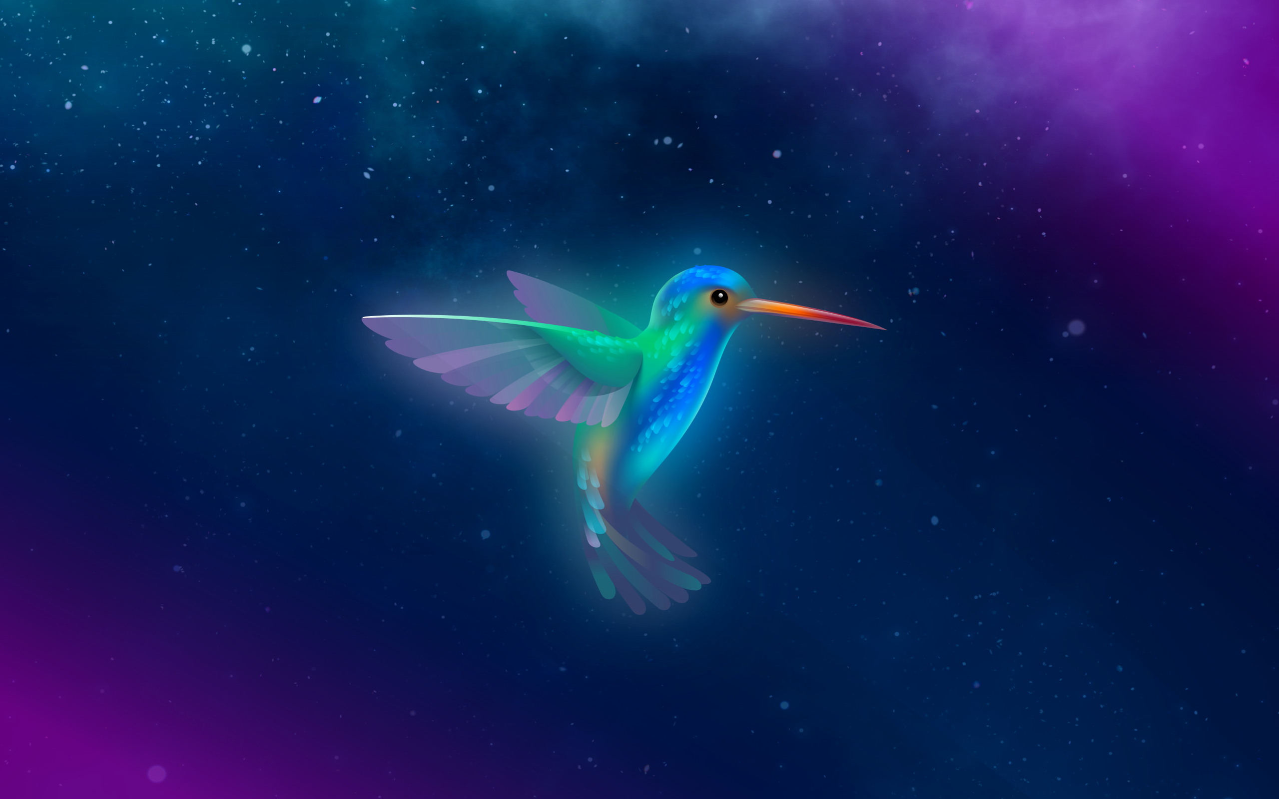 Hummingbird in a starry, cosmic background HD Wallpaper