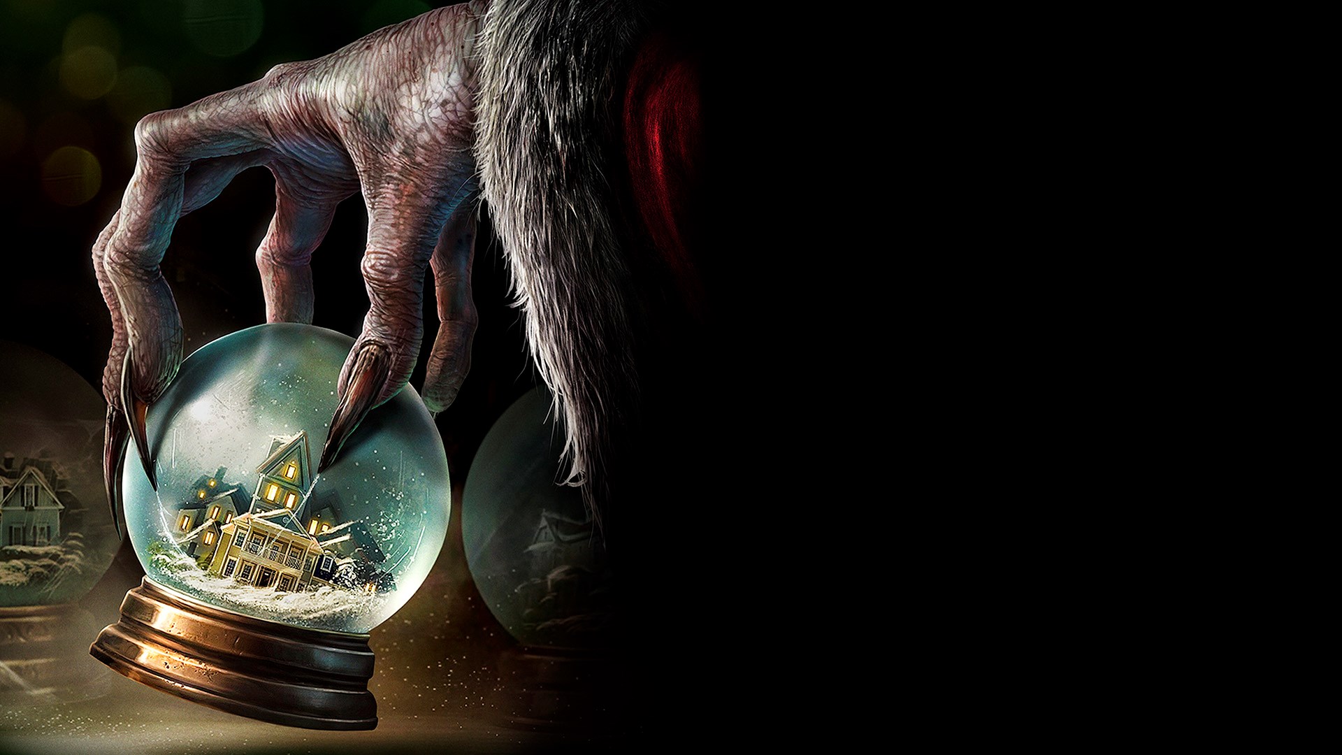 Krampus Grasping Snow Globe with House Inside HD Wallpaper
