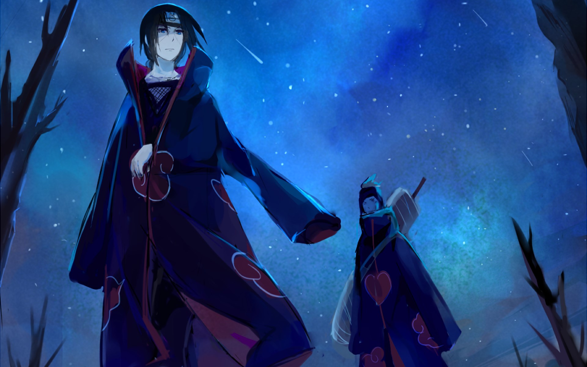 Itachi and Kisame from Naruto under the night sky HD Wallpaper