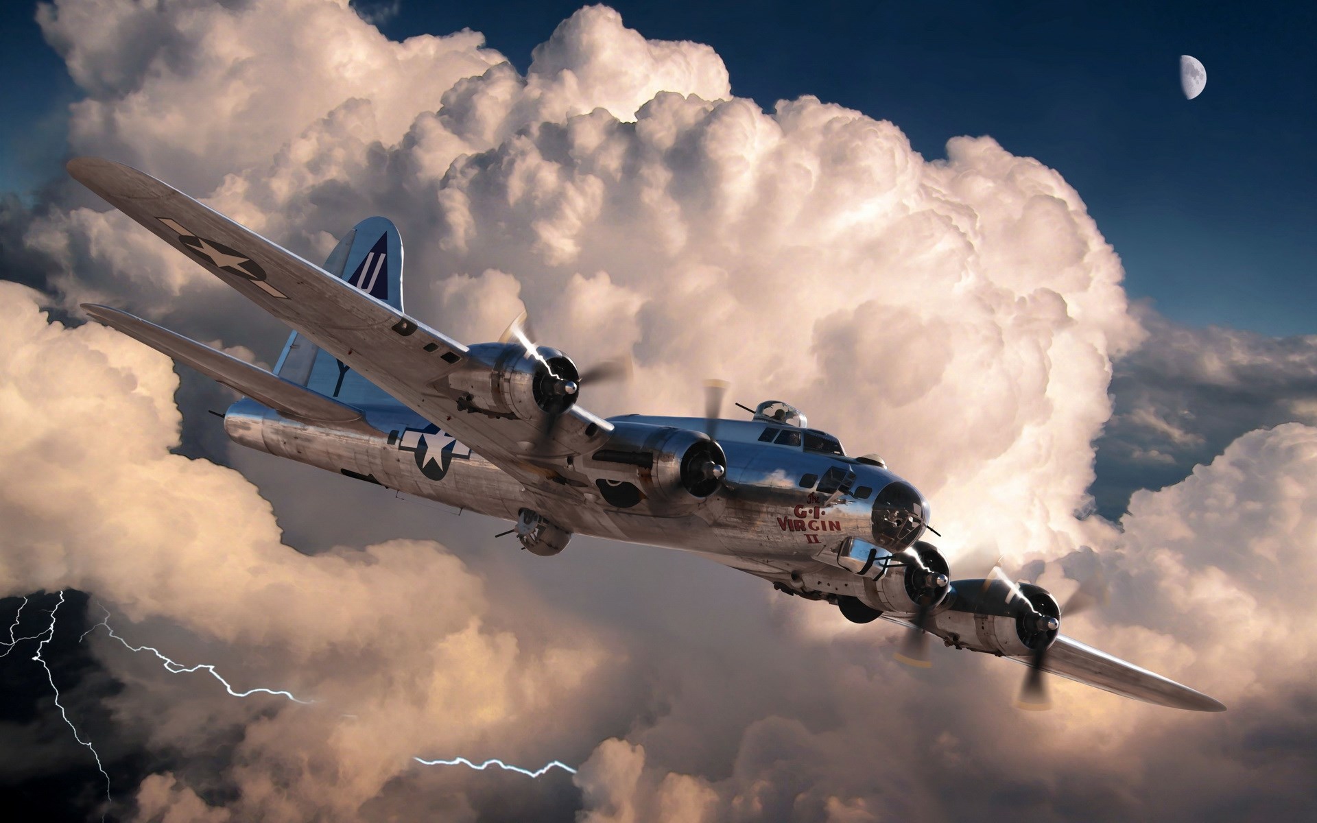Boeing B-17 Flying Fortress in Dramatic Sky HD Wallpaper