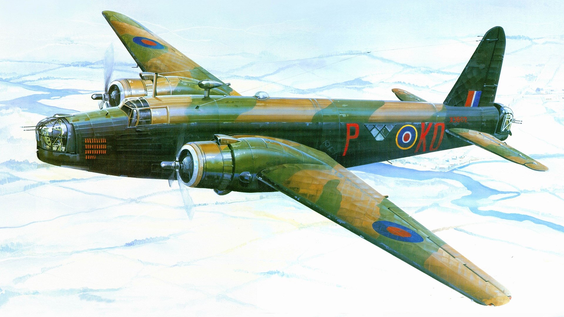 Vickers Wellington bomber aircraft in flight HD Wallpaper
