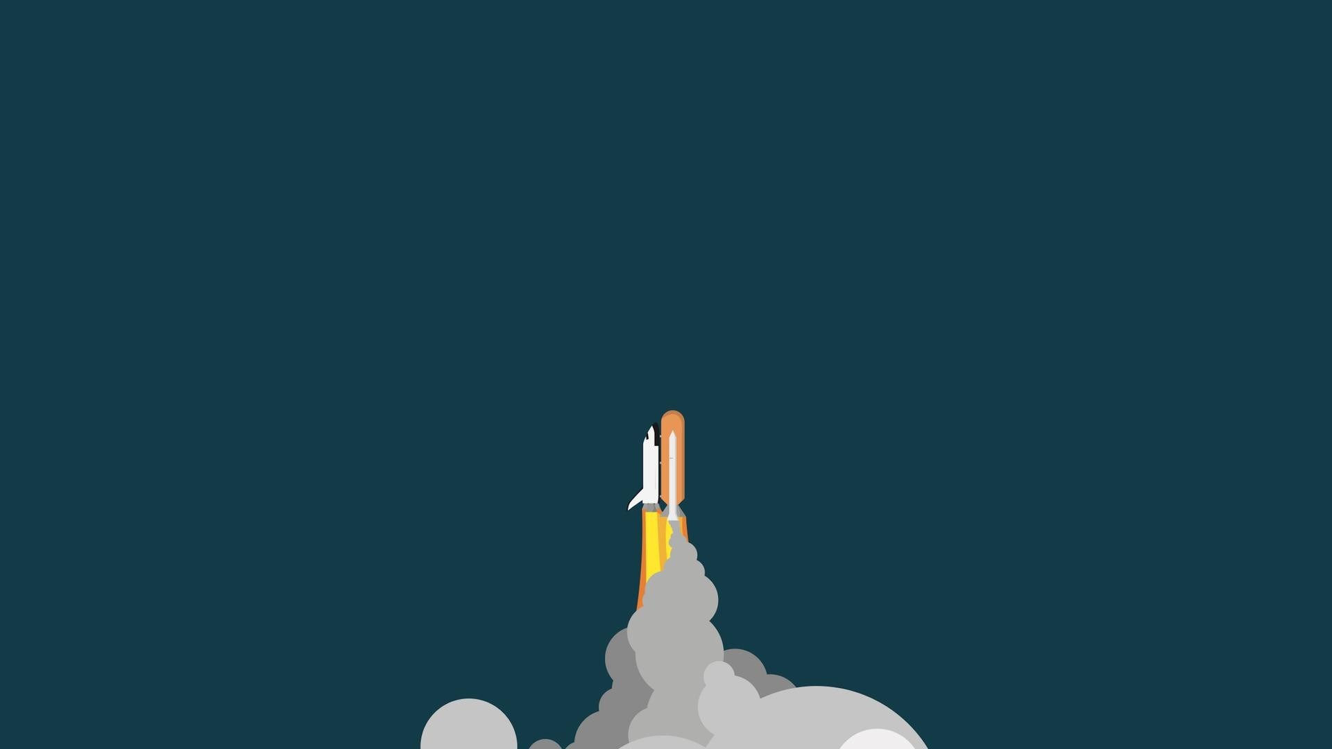 Minimalist rocket launch with smoke HD Wallpaper