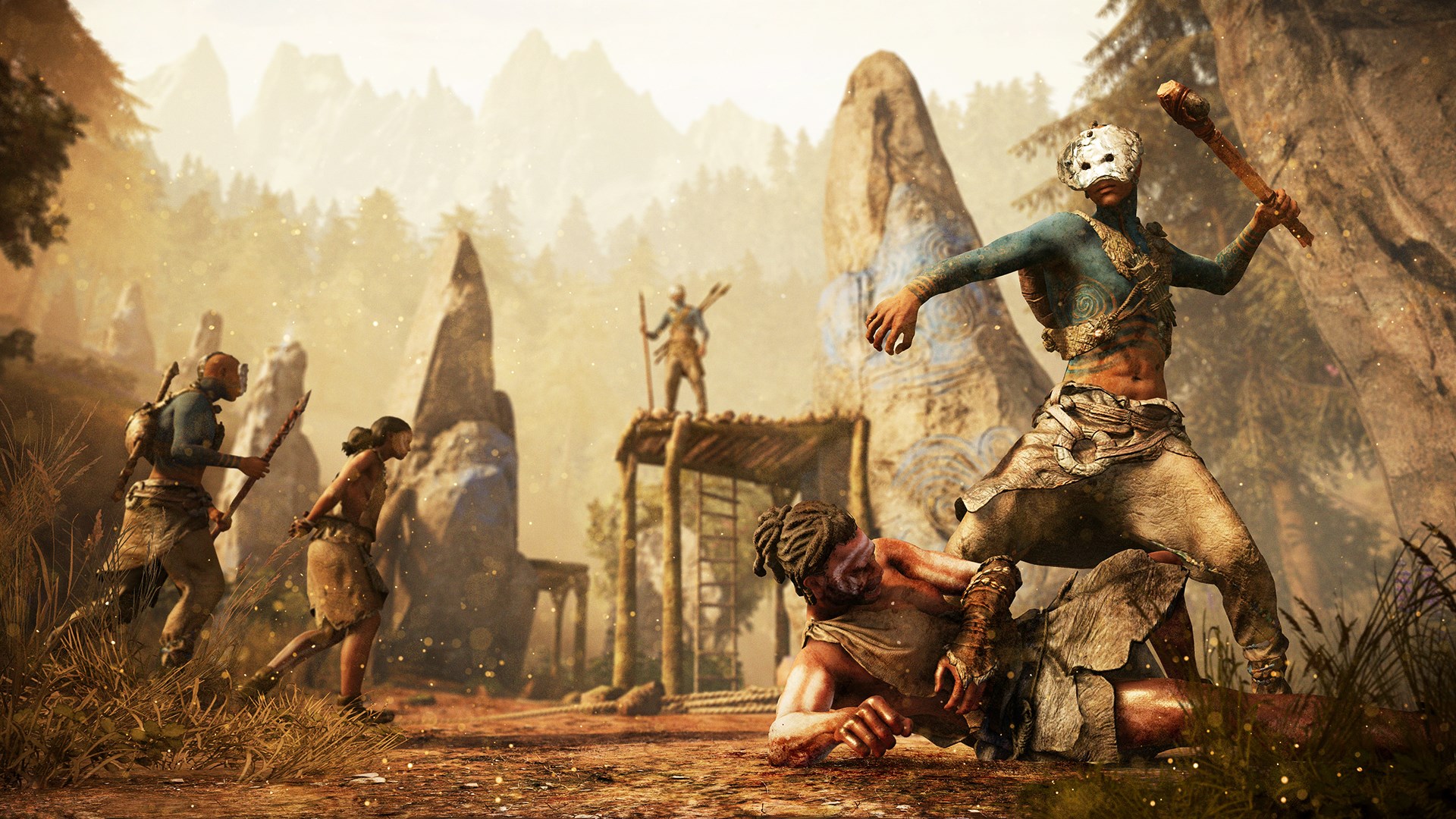 Far Cry Primal tribal combat scene HD Wallpaper