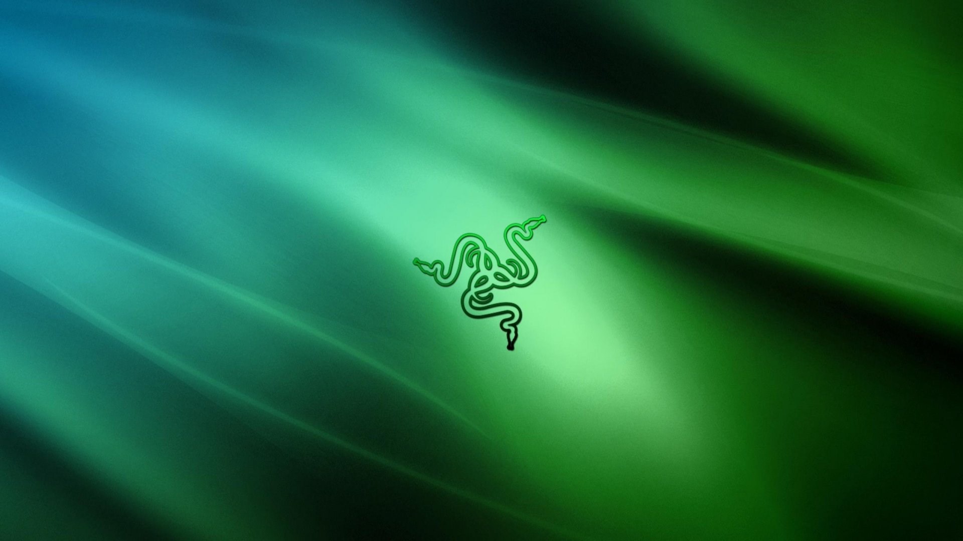 Razer logo on a green and blue abstract background HD Wallpaper