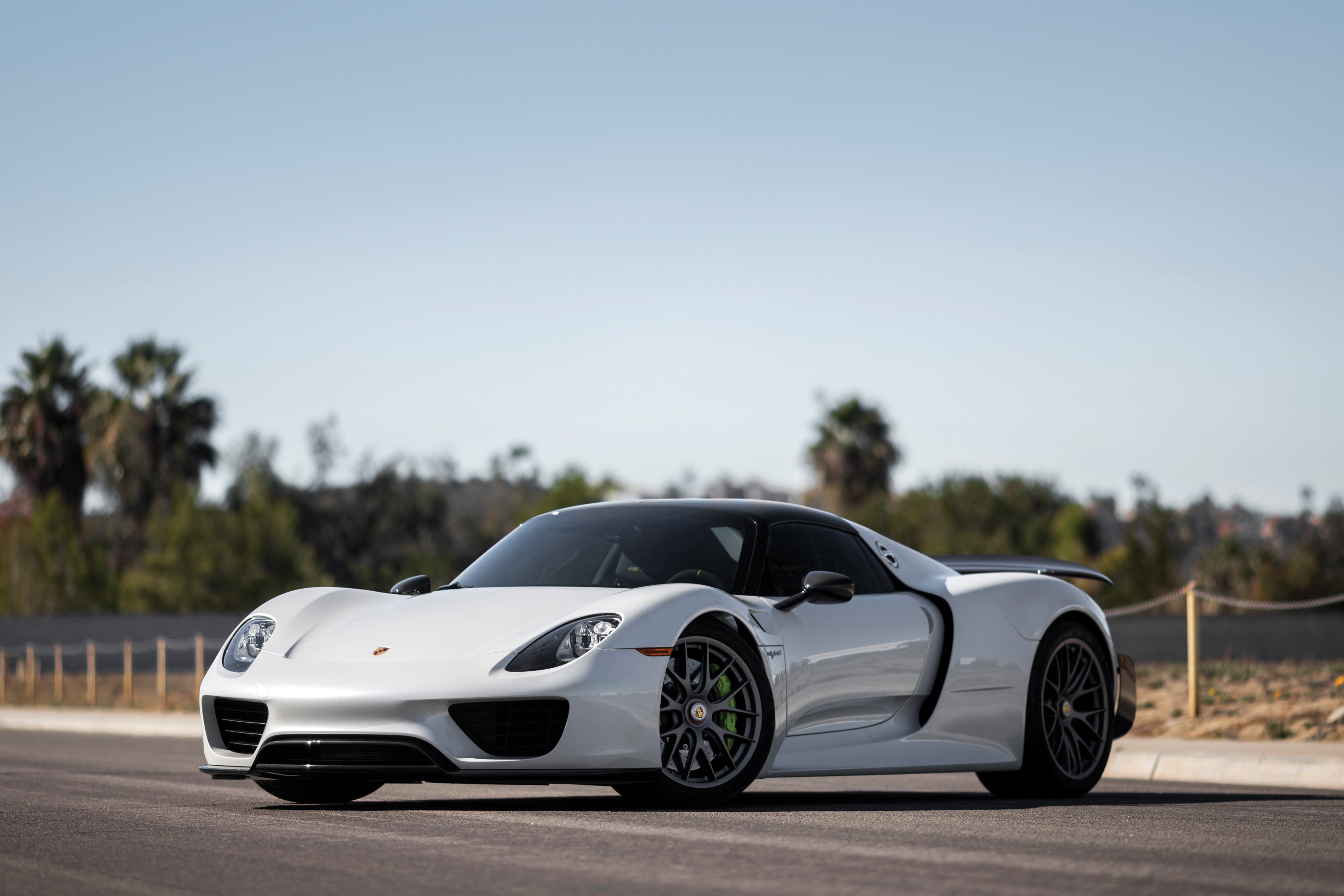 White Porsche 918 Spyder on Road HD Wallpaper