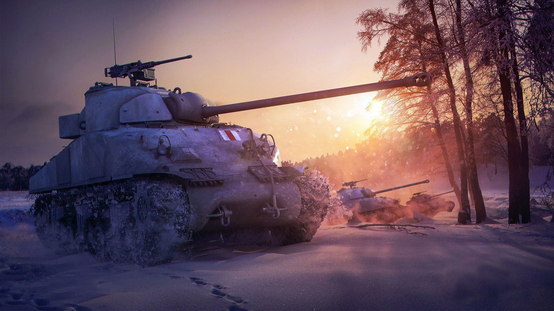 World of Tanks winter battlefield with tanks HD Wallpaper