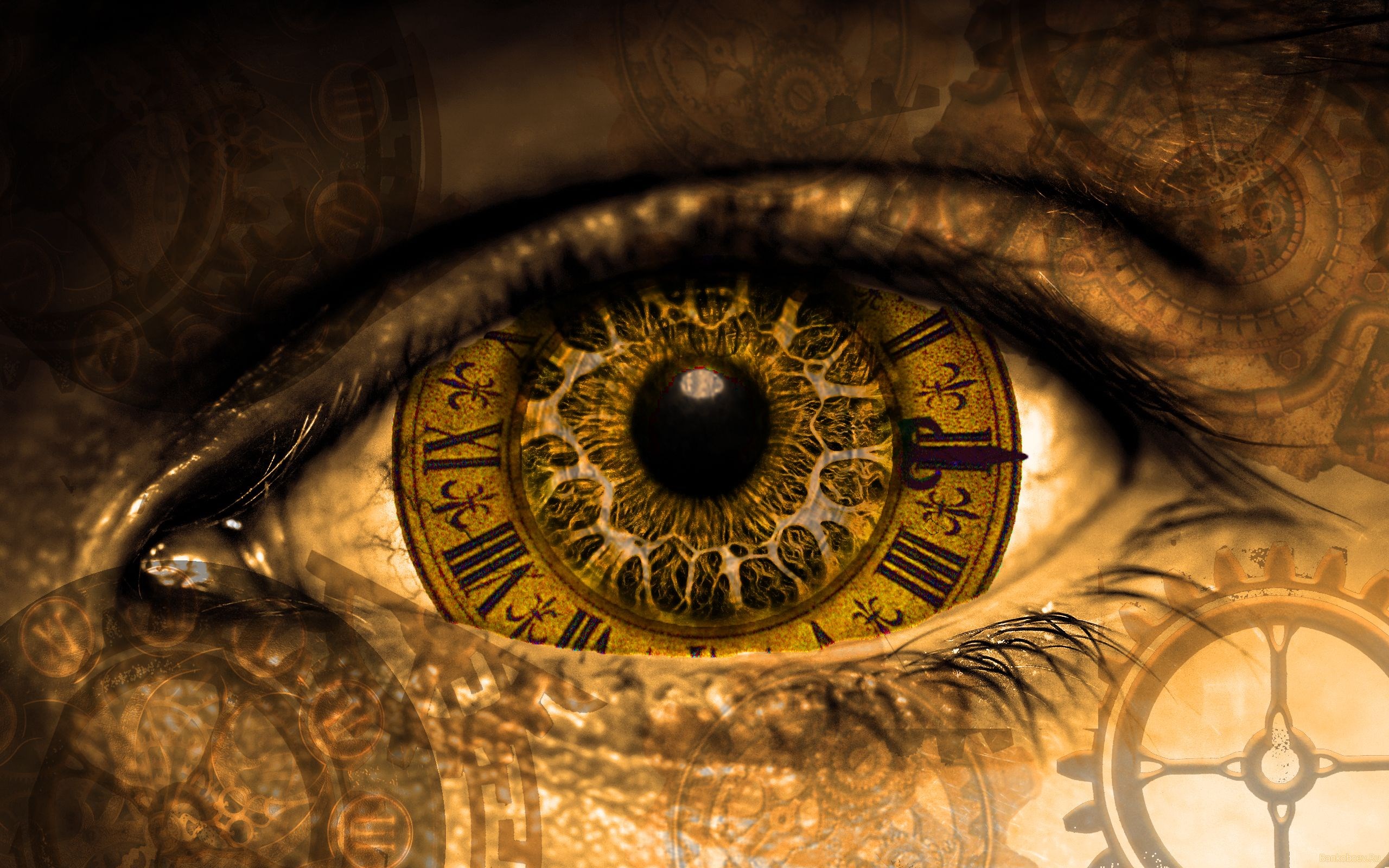 Steampunk eye with clockwork gears HD Wallpaper
