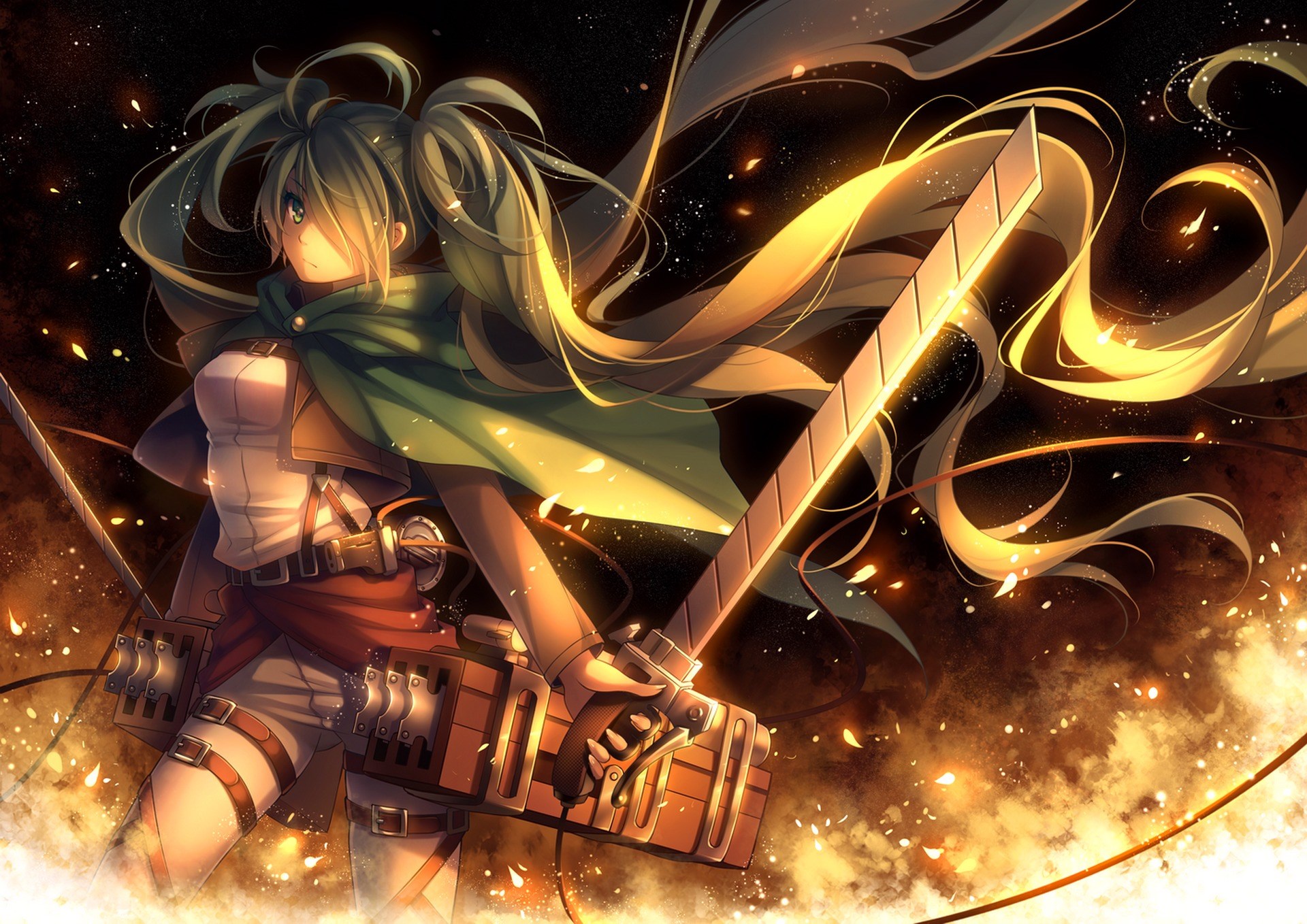 Hatsune Miku from Vocaloid with sword HD Wallpaper