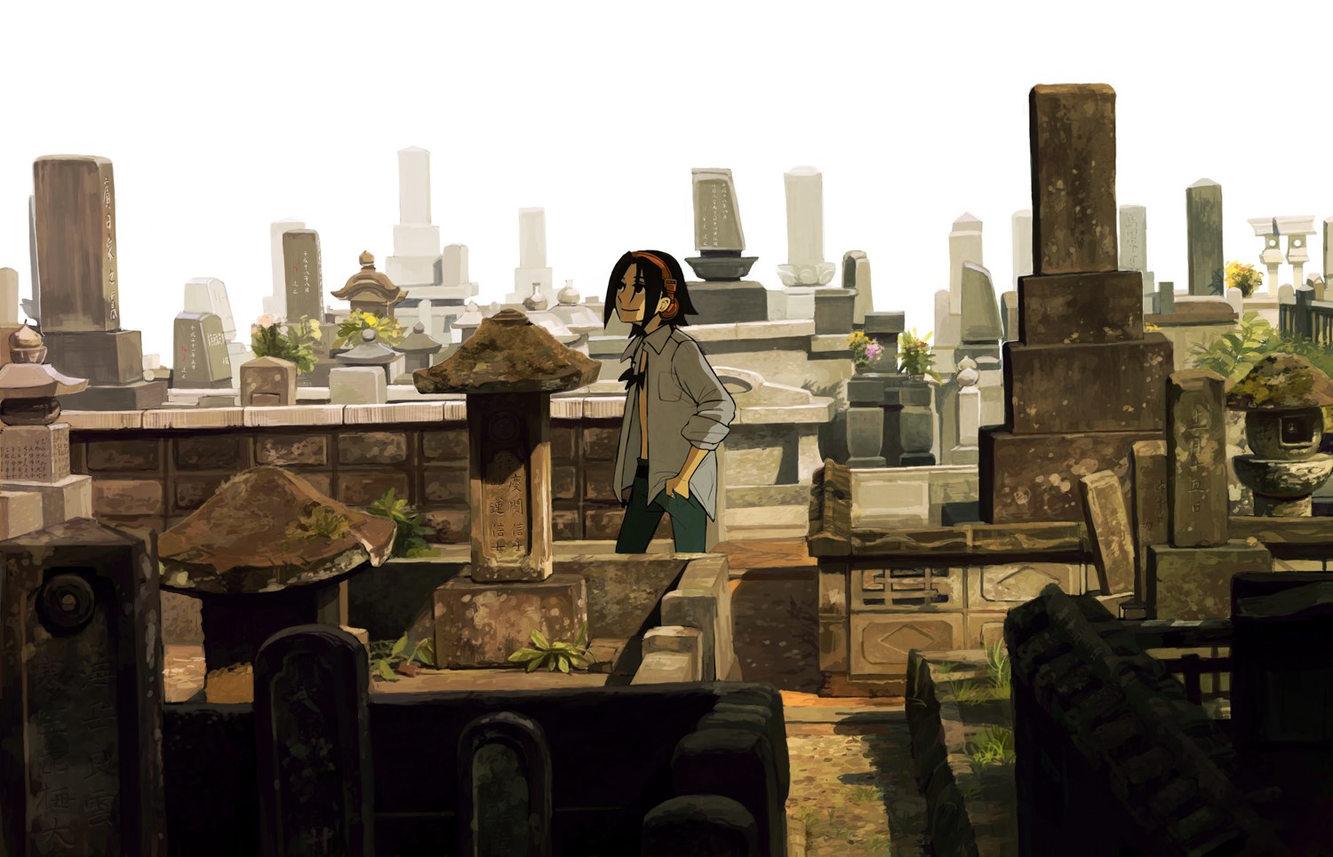 Yoh Asakura from Shaman King in a cemetery HD Wallpaper