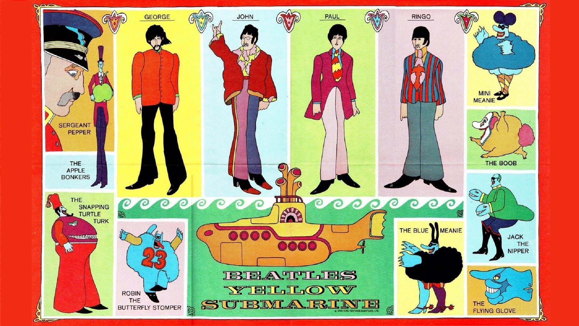The Beatles Yellow Submarine Characters HD Wallpaper
