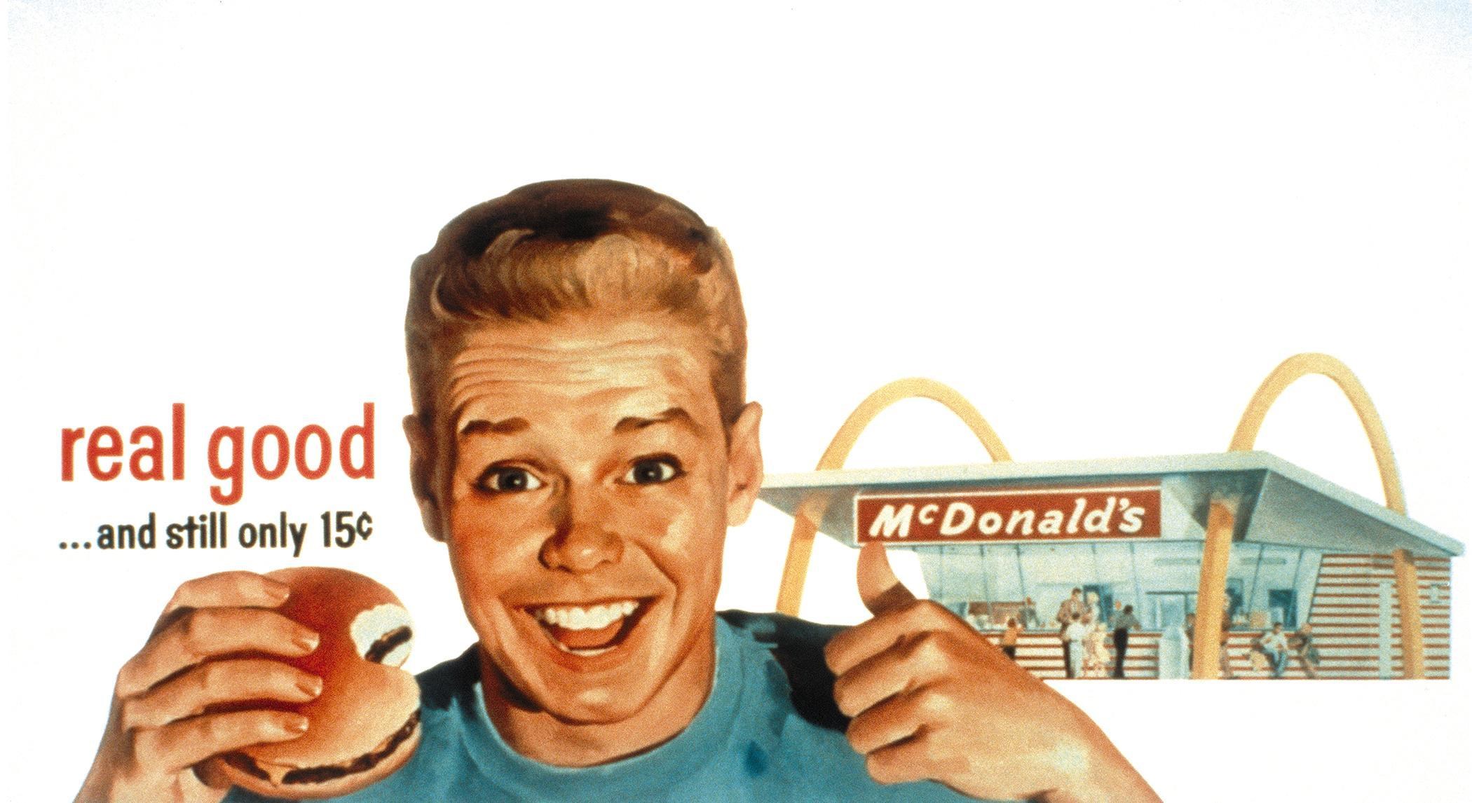 McDonald's advertisement with boy and burger HD Wallpaper