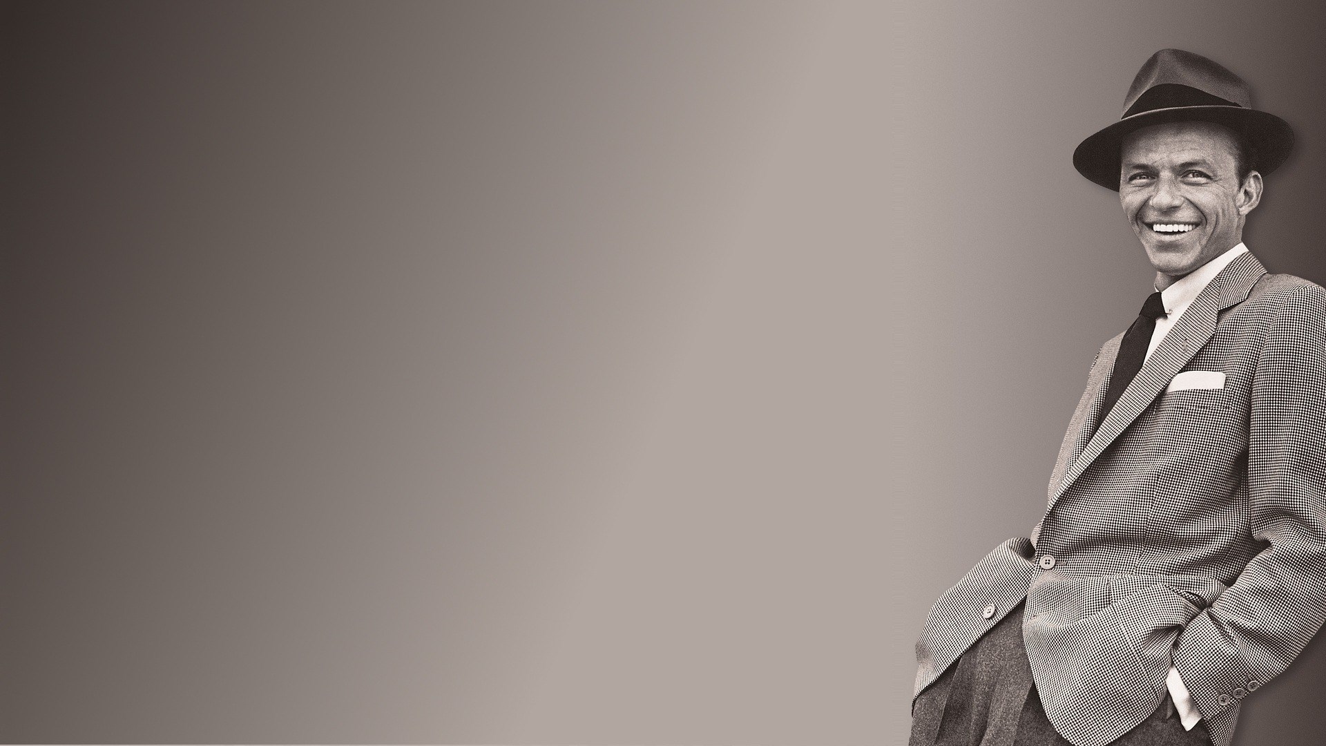 Frank Sinatra in a suit and fedora HD Wallpaper