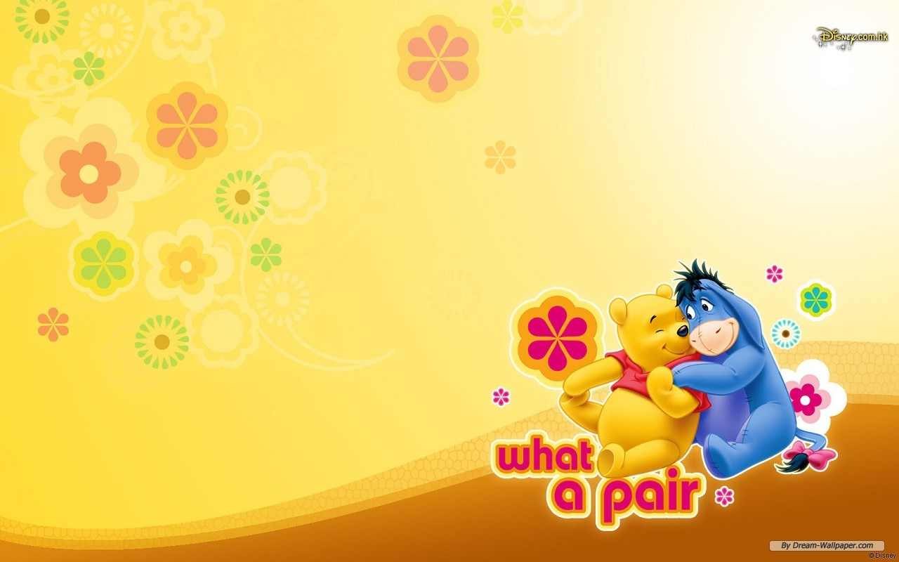 Winnie the Pooh and Eeyore with flowers HD Wallpaper