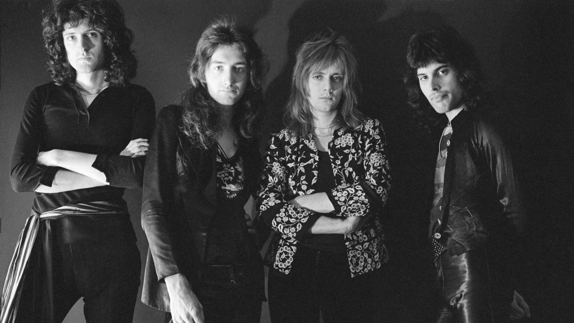 Iconic Queen Band Black and White Portrait HD Wallpaper