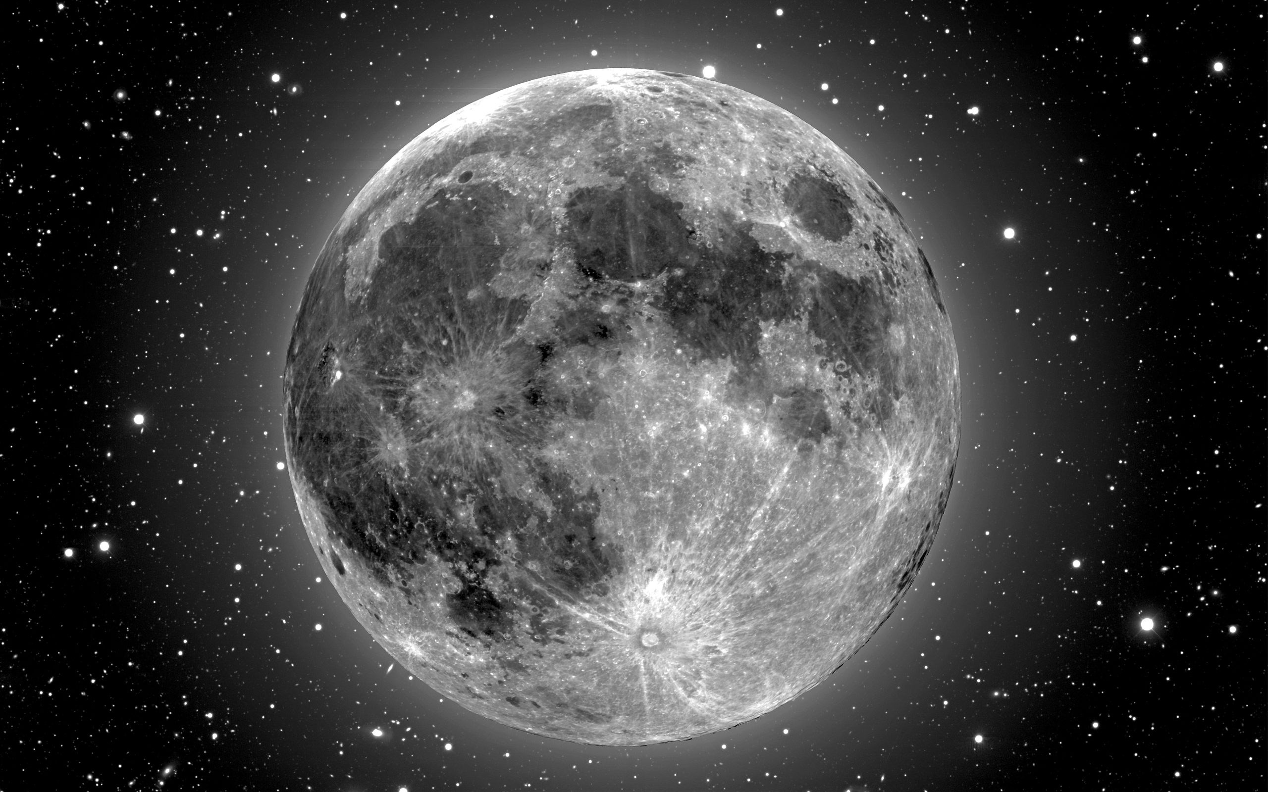 Full Moon in Starry Night Sky HD Wallpaper