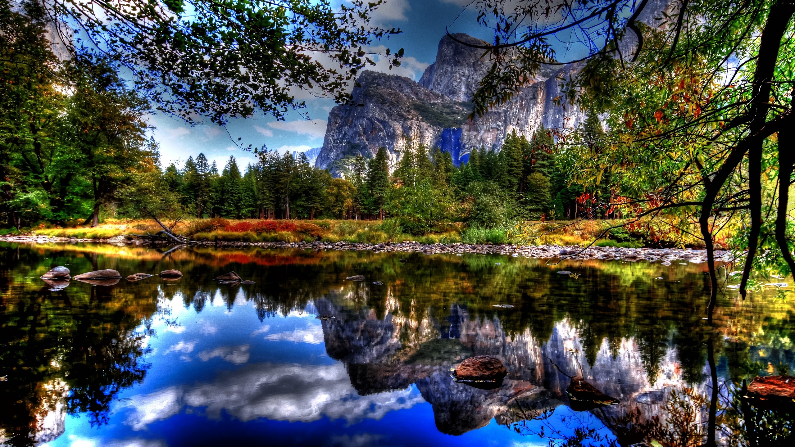 Mountain and Forest Reflection on Calm Lake HD Wallpaper