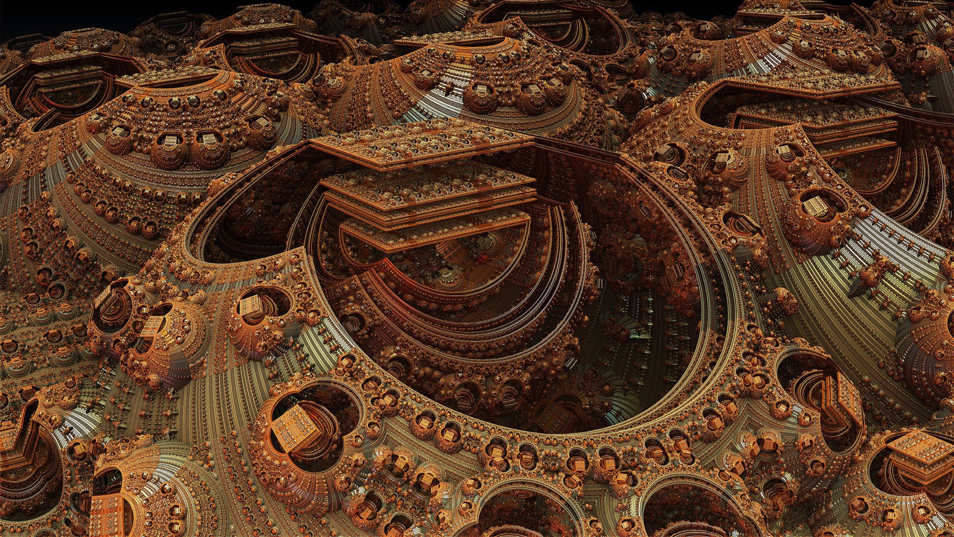 Fractal landscape with intricate geometric patterns HD Wallpaper