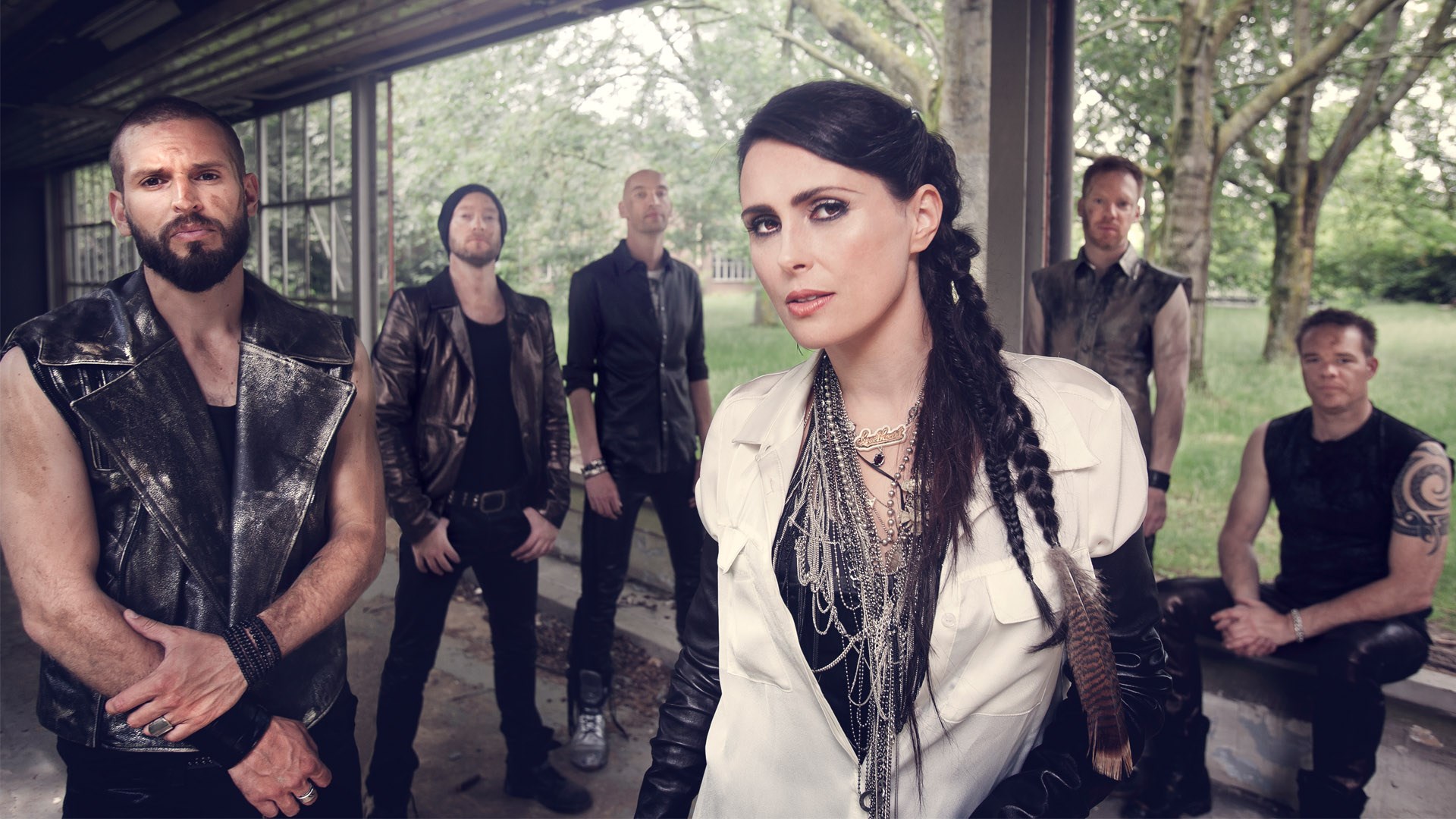 Within Temptation band members posing outdoors HD Wallpaper
